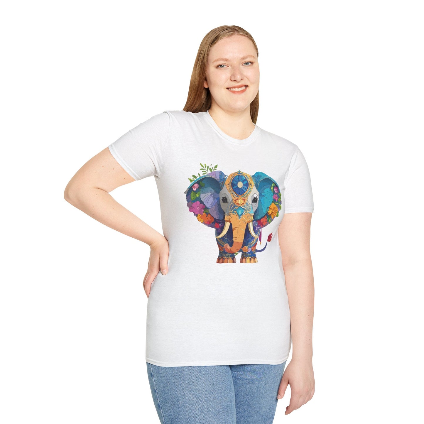 Elephant Graphic Shirt For Adults Unisex Softstyle Tee 100 Percent Cotton Gildan 64000