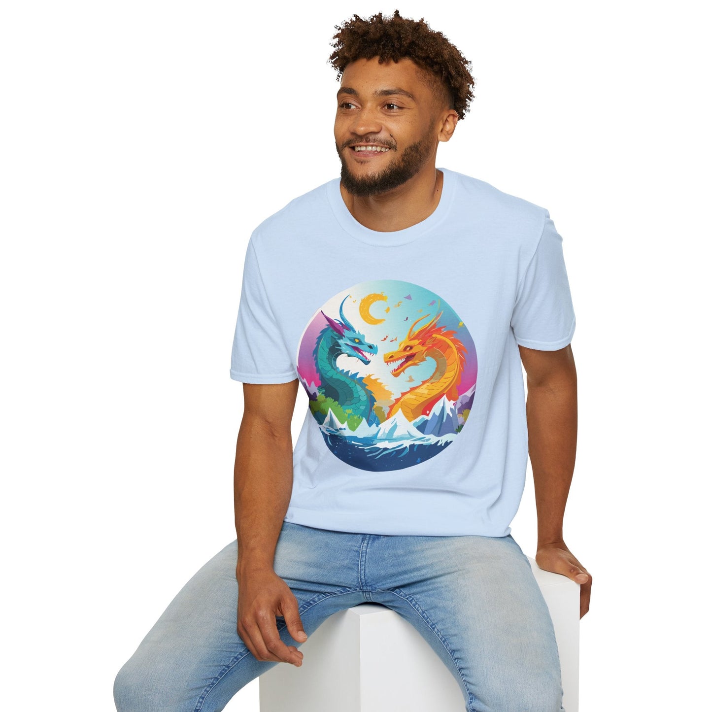Dragon T Shirt Unisex Gildan Softstyle 64000 Tee Dragon Artwork Animal Print Shirt