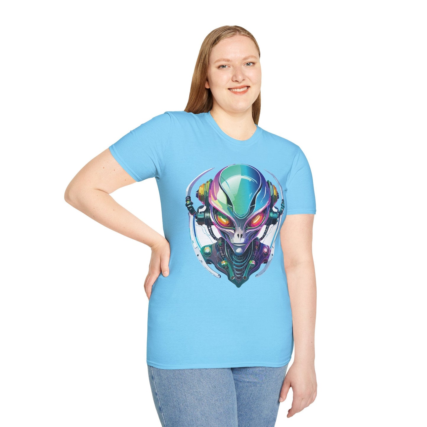 Alien Cosmos T Shirt Unisex Softstyle 64000 Tee With Alien Space Design 100 Percent Ringspun Cotton