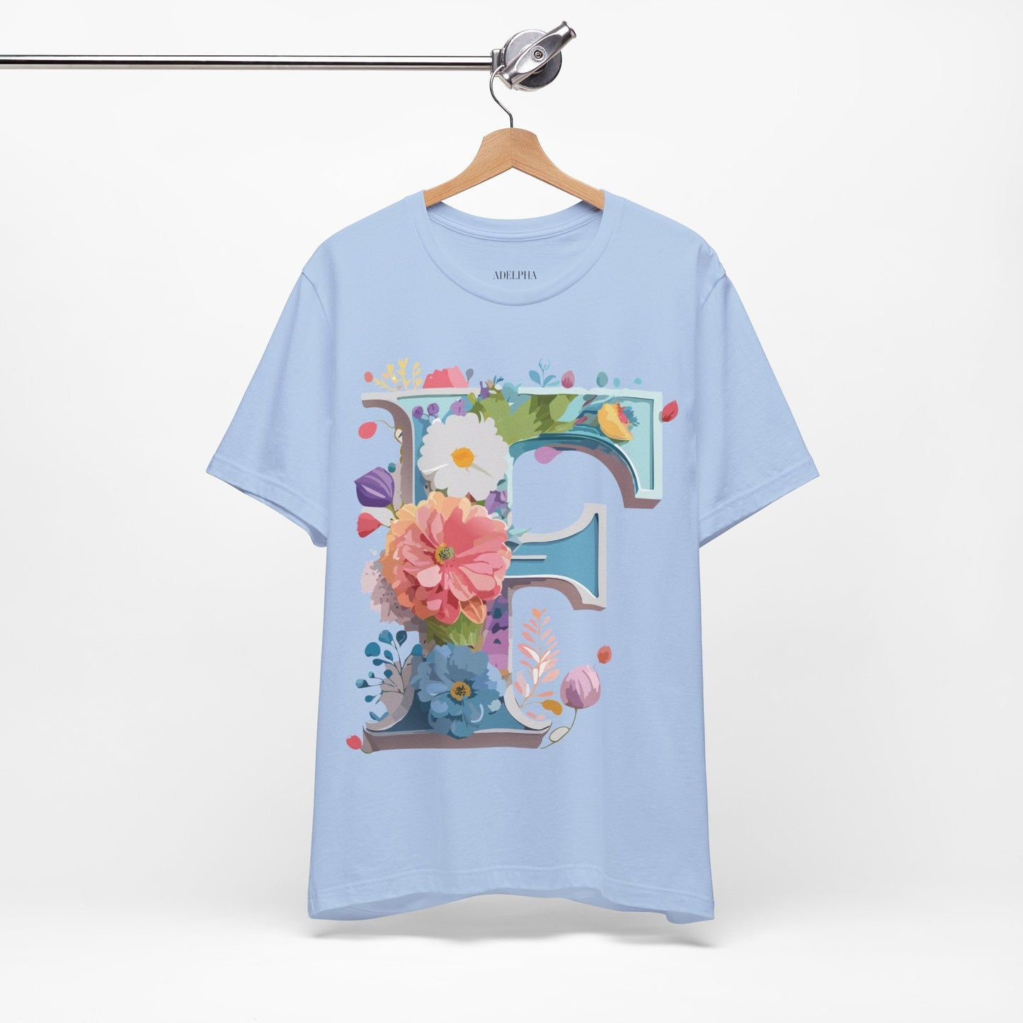 Letter F Shirt Unisex Graphic Tee Vintage Inspired Artwork By Adelpha Short Sleeve