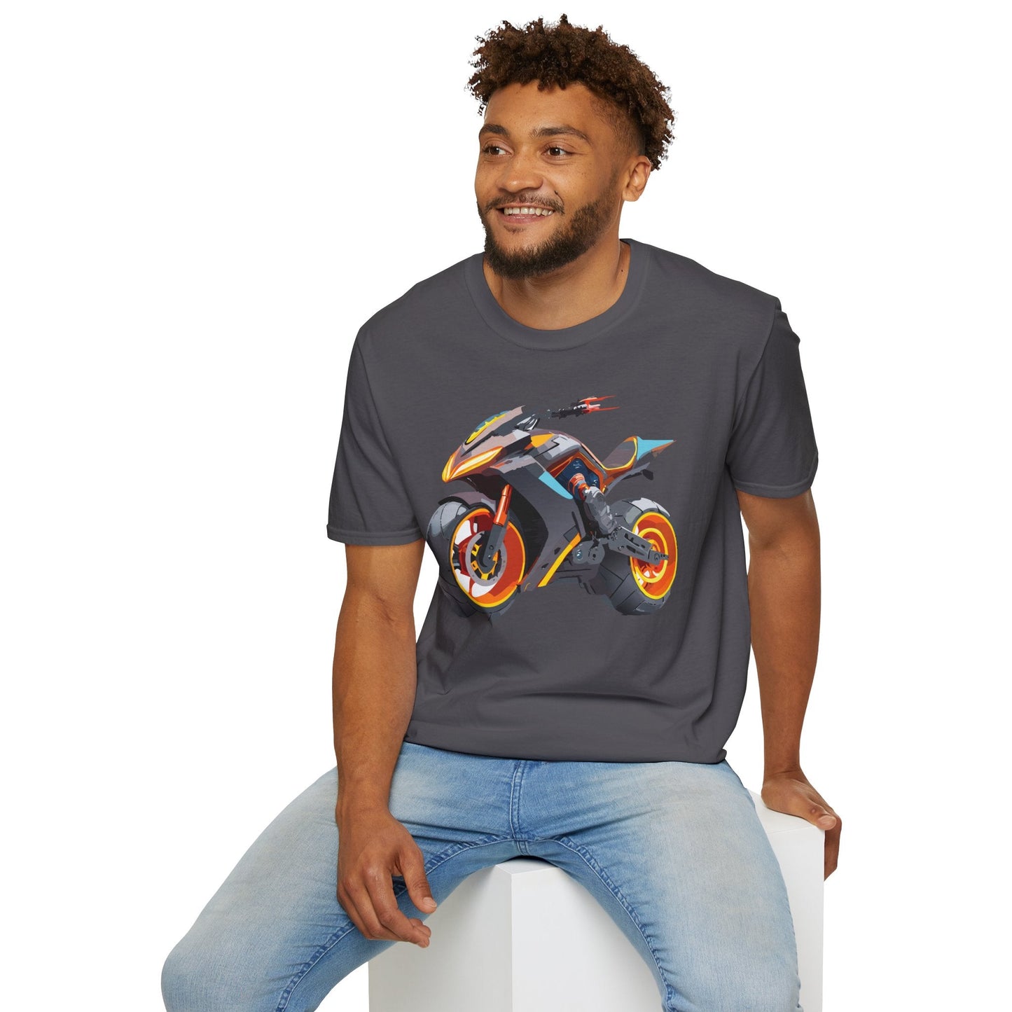 Unisex Bike T Shirt With Motorcycle Graphic MTB Tee Cotton Softstyle Comfort For Riders