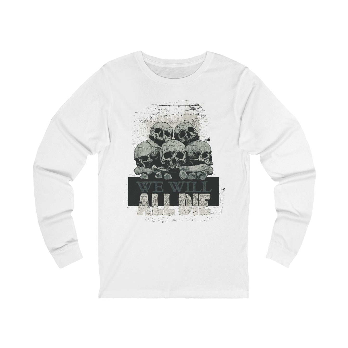 Creepy14 Unisex Skull Long Sleeve Tee, Skull Jersey Shirt, Skeleton T-Shirts with Long Sleeves, Skeleton Art Design Tees