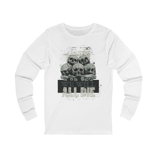 Creepy14 Unisex Skull Long Sleeve Tee, Skull Jersey Shirt, Skeleton T-Shirts with Long Sleeves, Skeleton Art Design Tees