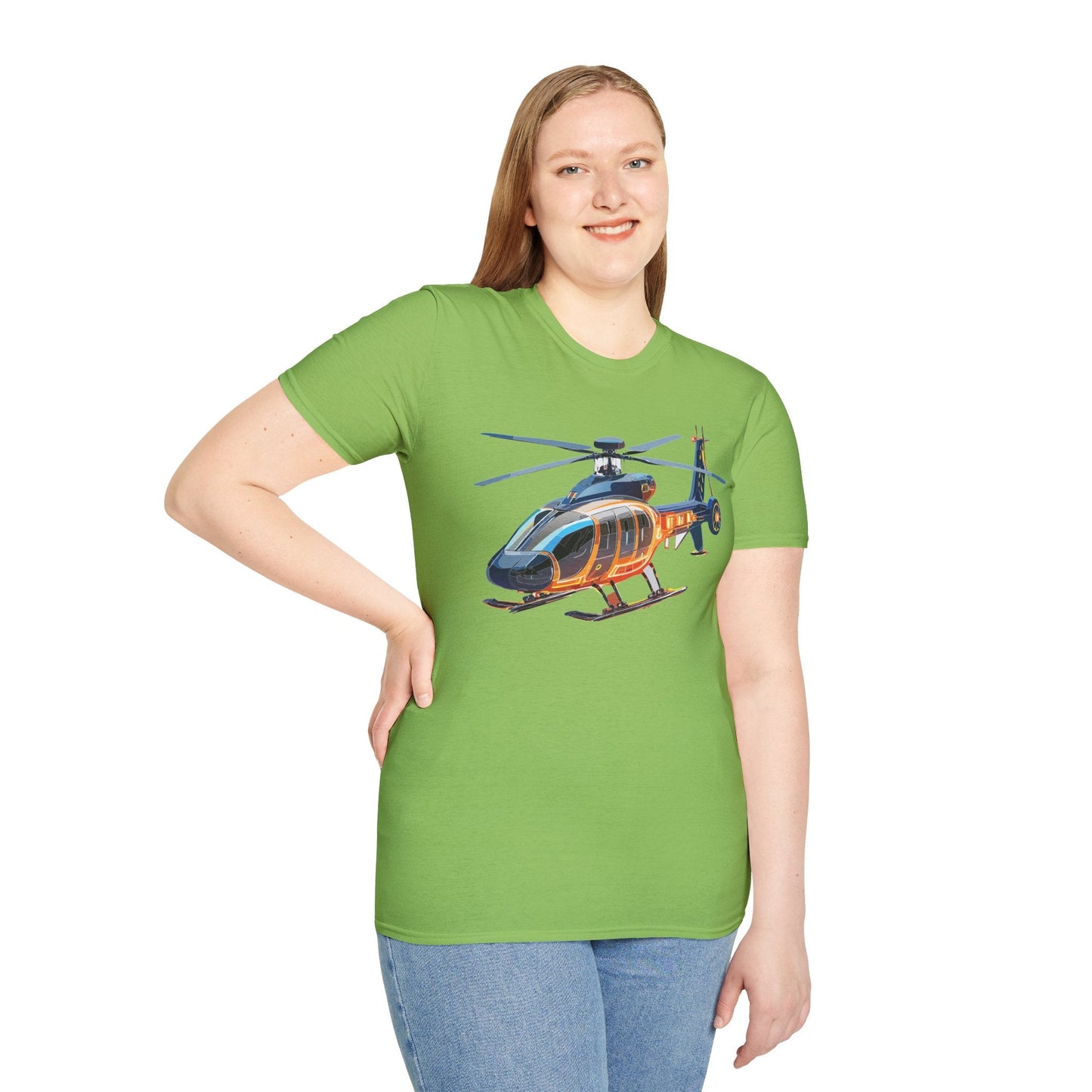 Unisex Helicopter Graphic T Shirt Softstyle 64000 Short Sleeve Chopper Tee For Everyday Comfort