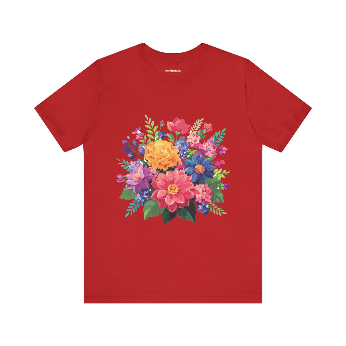 Floral Graphic Unisex Cotton Bella+Canvas Tee with Flowers Design ab17