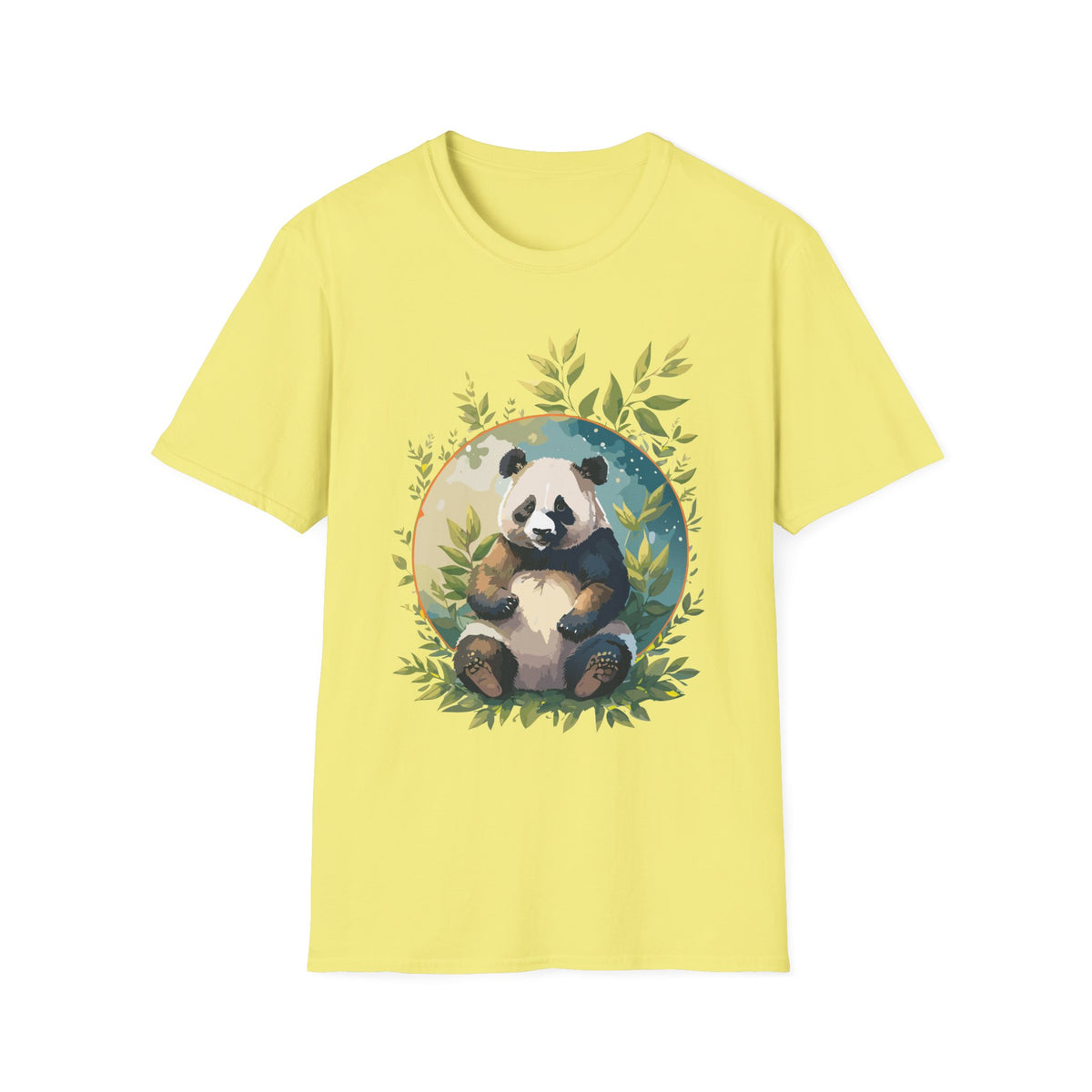 Panda with Leaves T-Shirt | Cute Panda Illustration Tee
