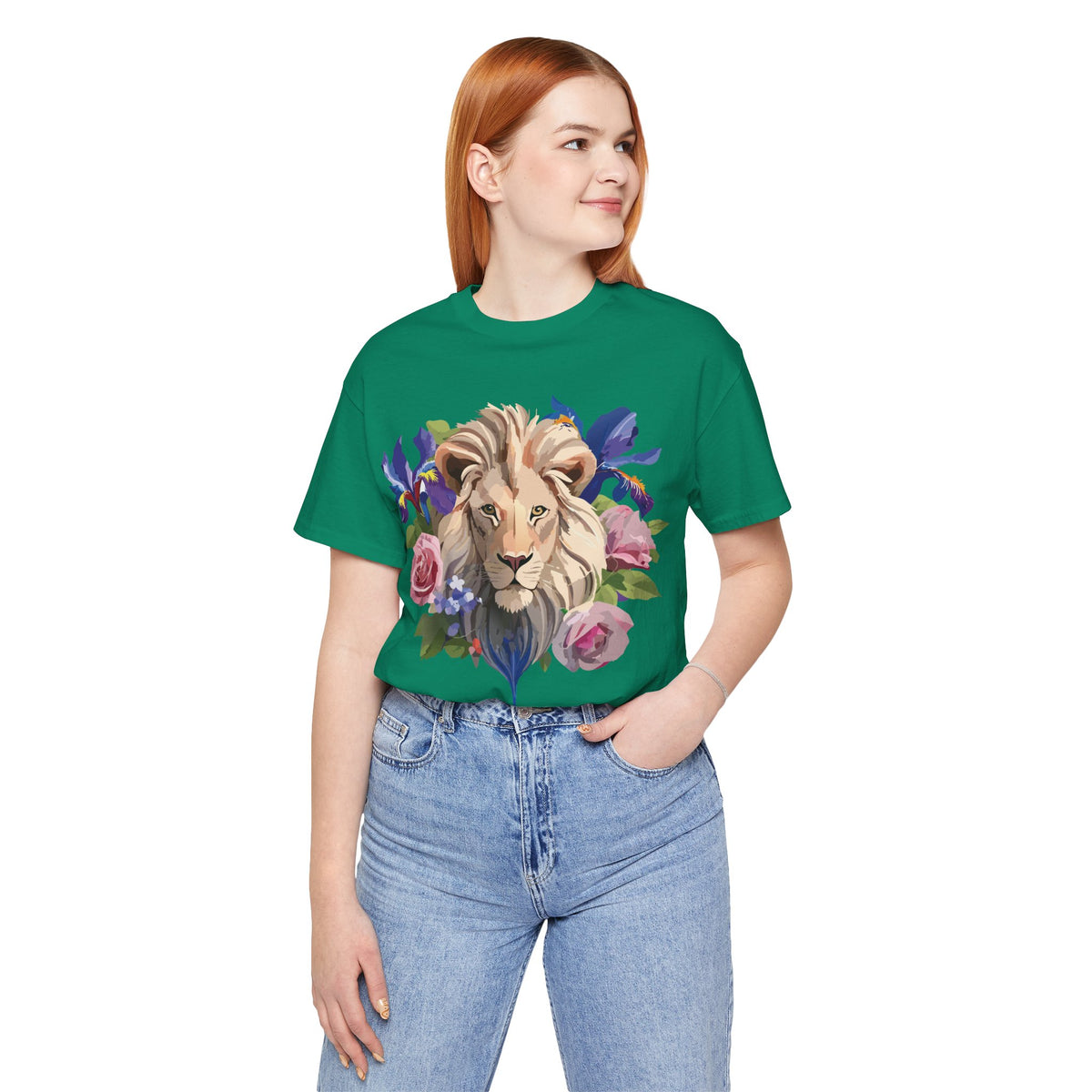 Lion Graphic Unisex Cotton Bella+Canvas Tee with Art Animal Design e319