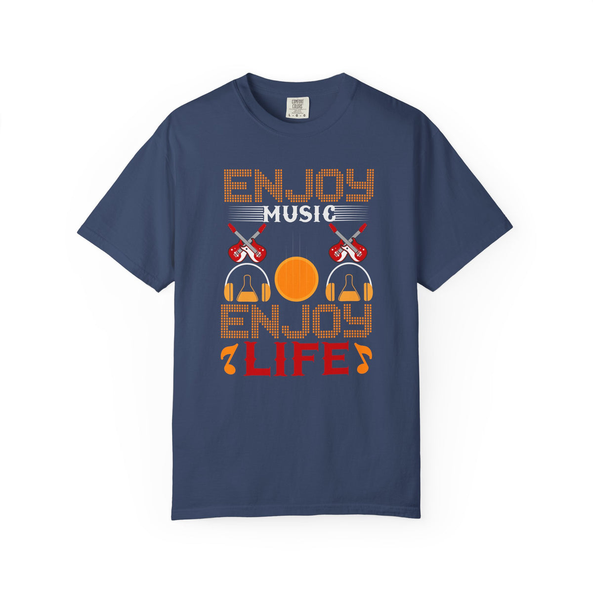 Enjoy Music Enjoy Life T-Shirt Retro Headphones Drum Guitar Unisex Cotton Tee 049