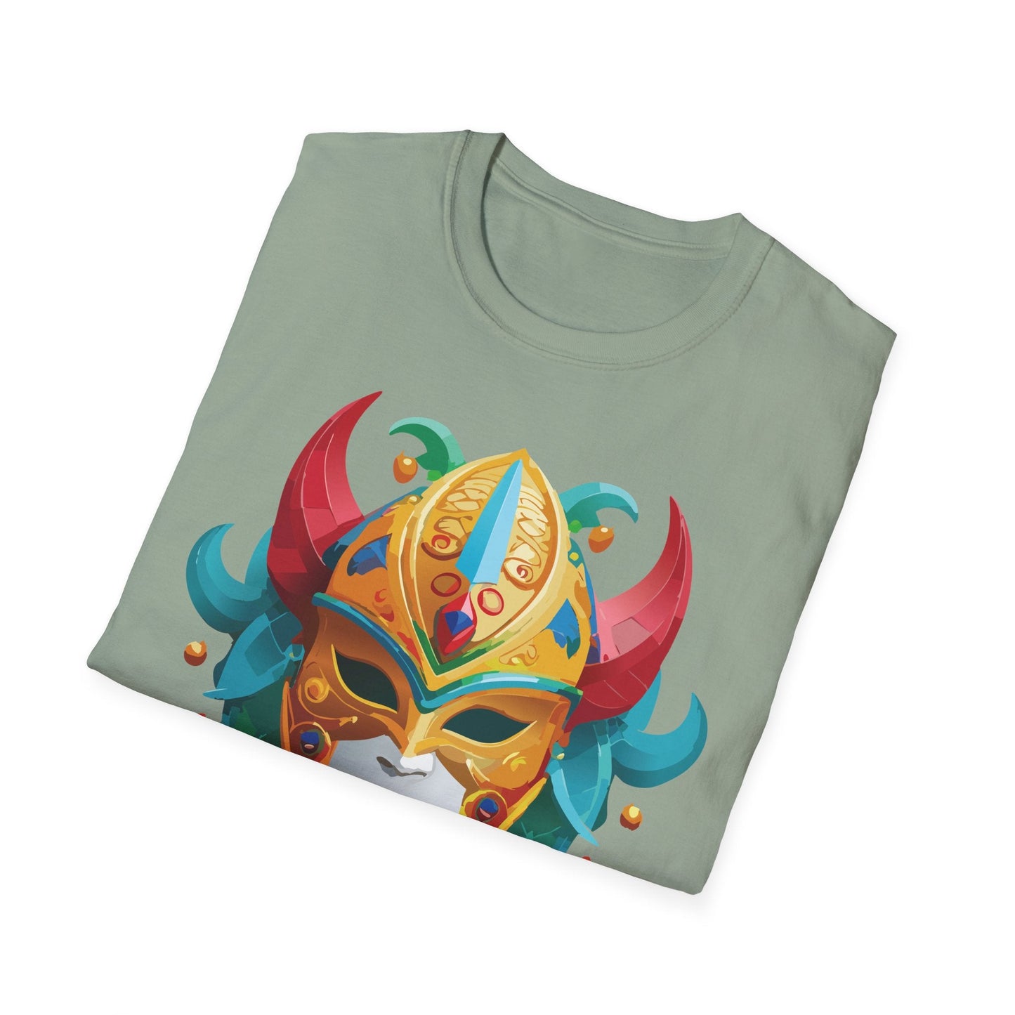 Unisex Mask Tee Shirt Softstyle Gildan 64000 Cotton Tee Masquerade Design Artwork