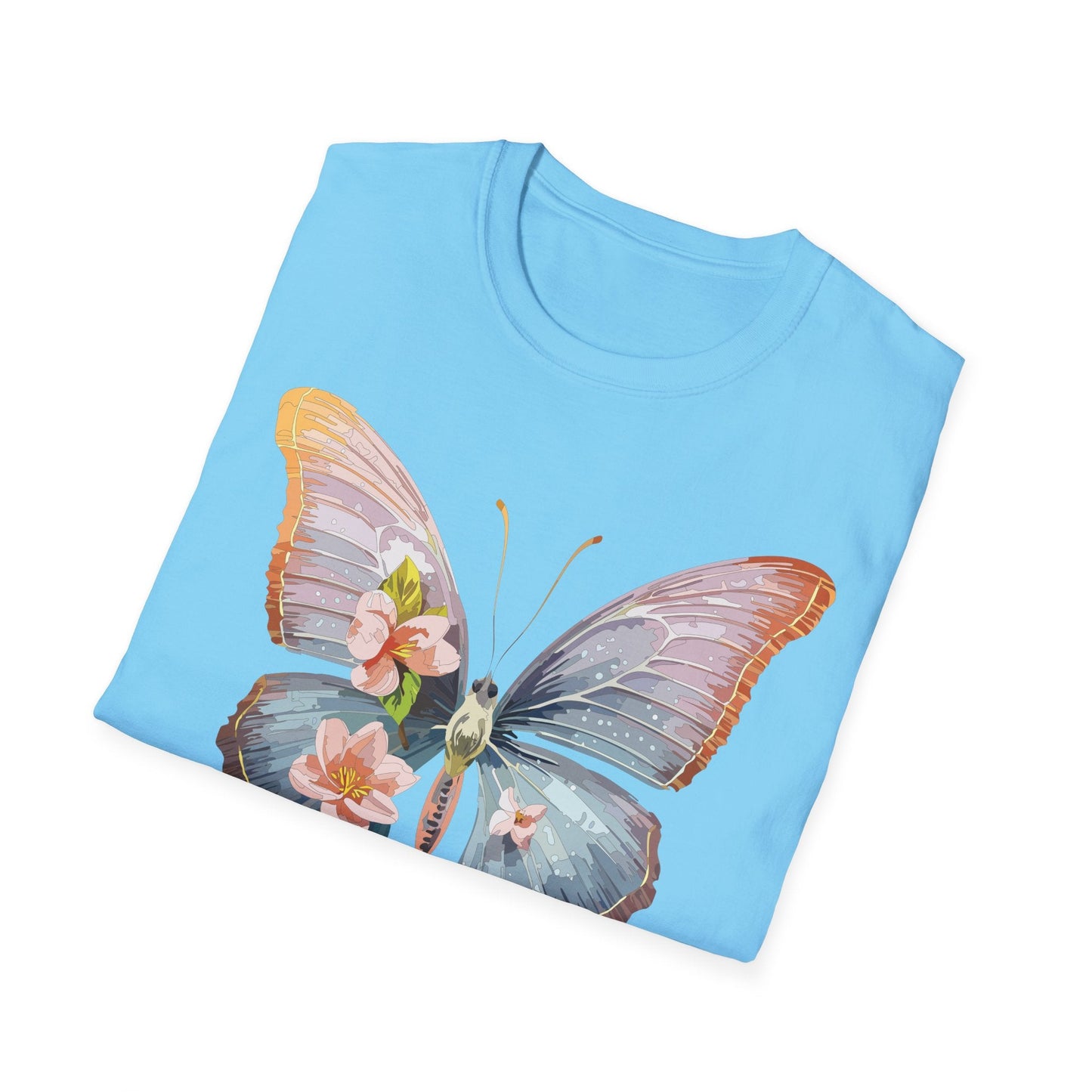 Butterfly Print T Shirt For Men Women Unisex Monarch Design Softstyle Cotton Tee