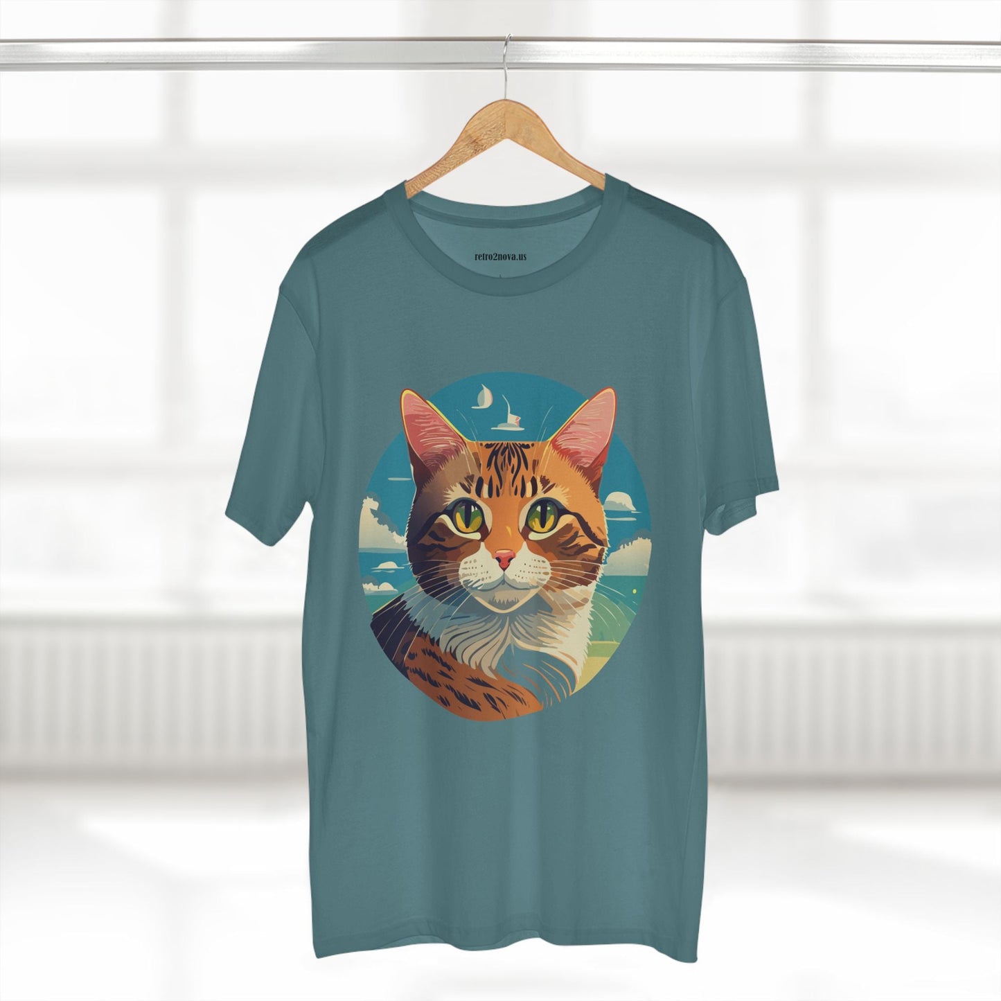 Unisex Premium Cotton Staple Tee With Original Cat Art Design Featuring Retro2Nova Logo And Everyday Comfort