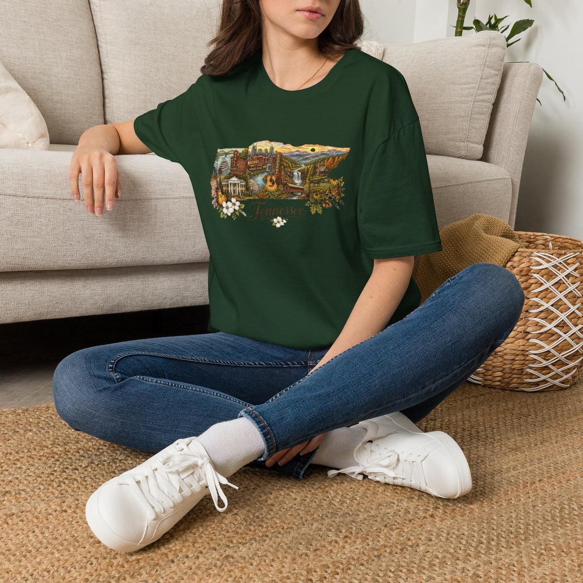 Tennessee Vintage State Map Graphic Design Unisex 100 Cotton Gildan T-Shirt