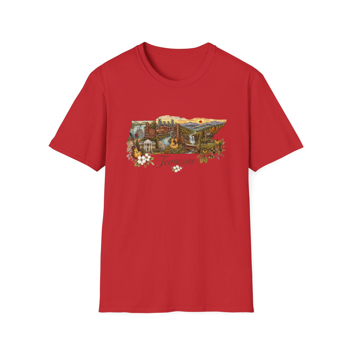 Tennessee Vintage State Map Graphic Design Unisex 100 Cotton Gildan T-Shirt