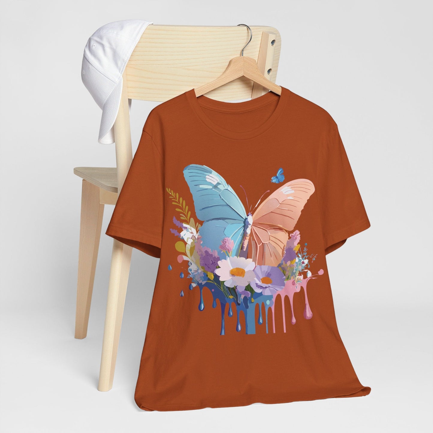 Butterfly Graphic Unisex 100 Cotton Lightweight Vintage Floral Design Jersey Tee 3
