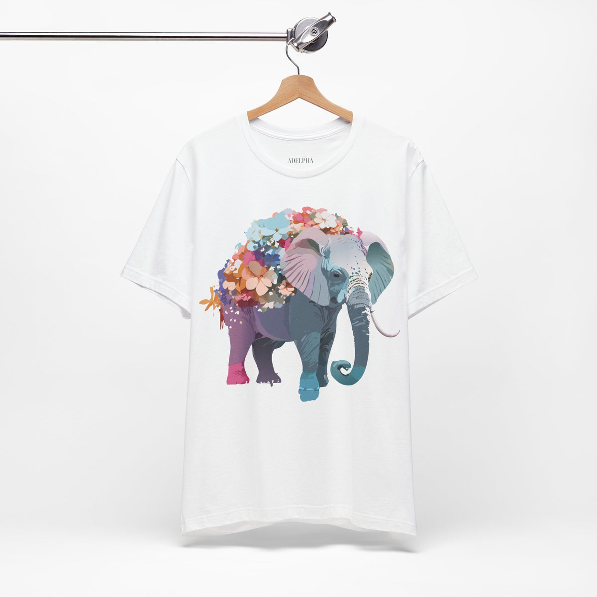 Elephant Graphic Unisex Cotton Bella+Canvas Tee with Art Animal Design e134