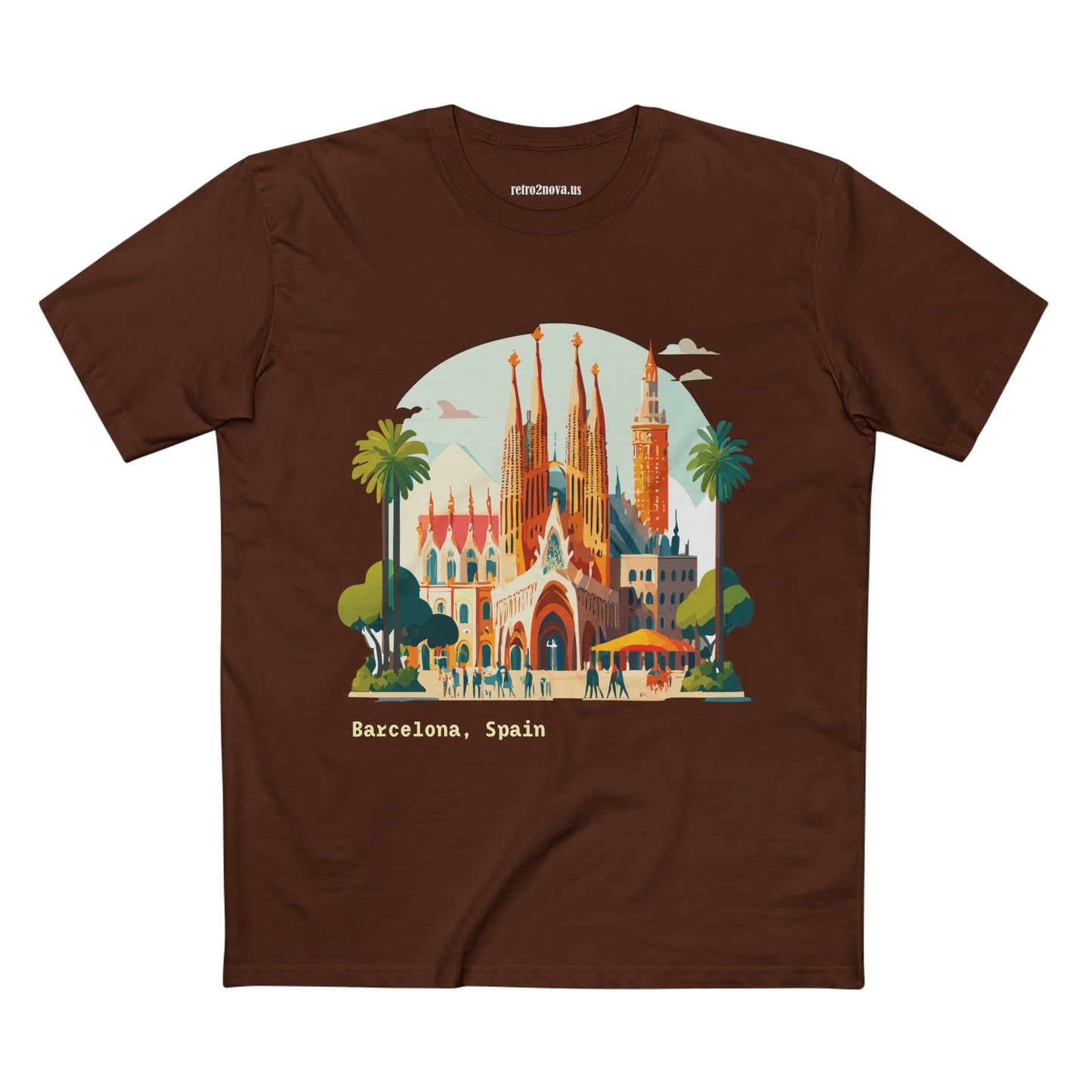 Barcelona Travel Tourist Shirt Unisex Premium Cotton Tee With Original Art Design By Retro2Nova