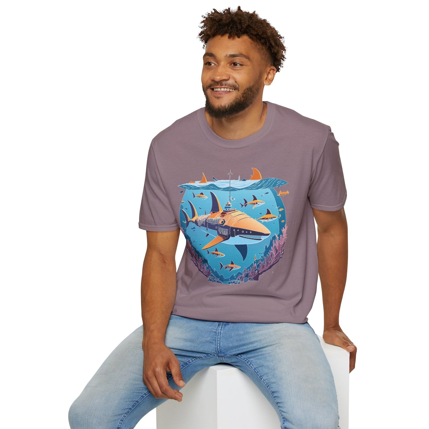 Ocean Tee Shirt Unisex Softstyle Cotton Tee 4.5 Oz Lightweight U Boat Theme Design