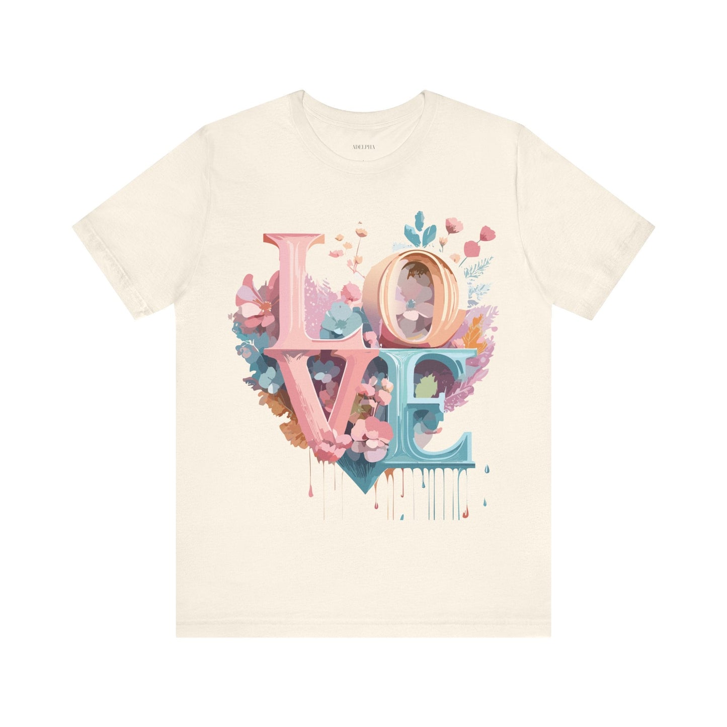 Valentine Day Graphic Unisex 100 Cotton Vintage Artwork with Love and Flower Design Tee 53