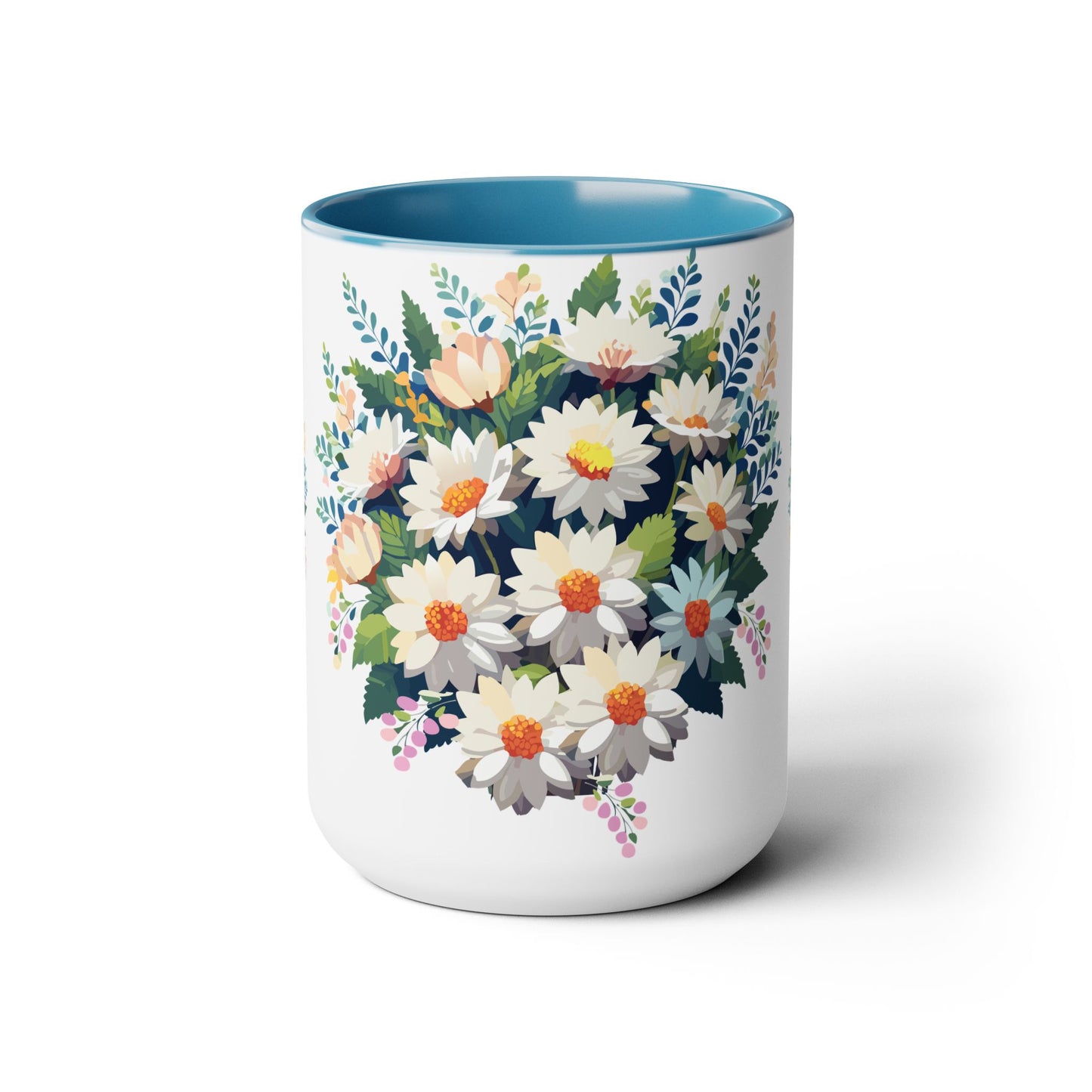 Taza de café de dos tonos con flores