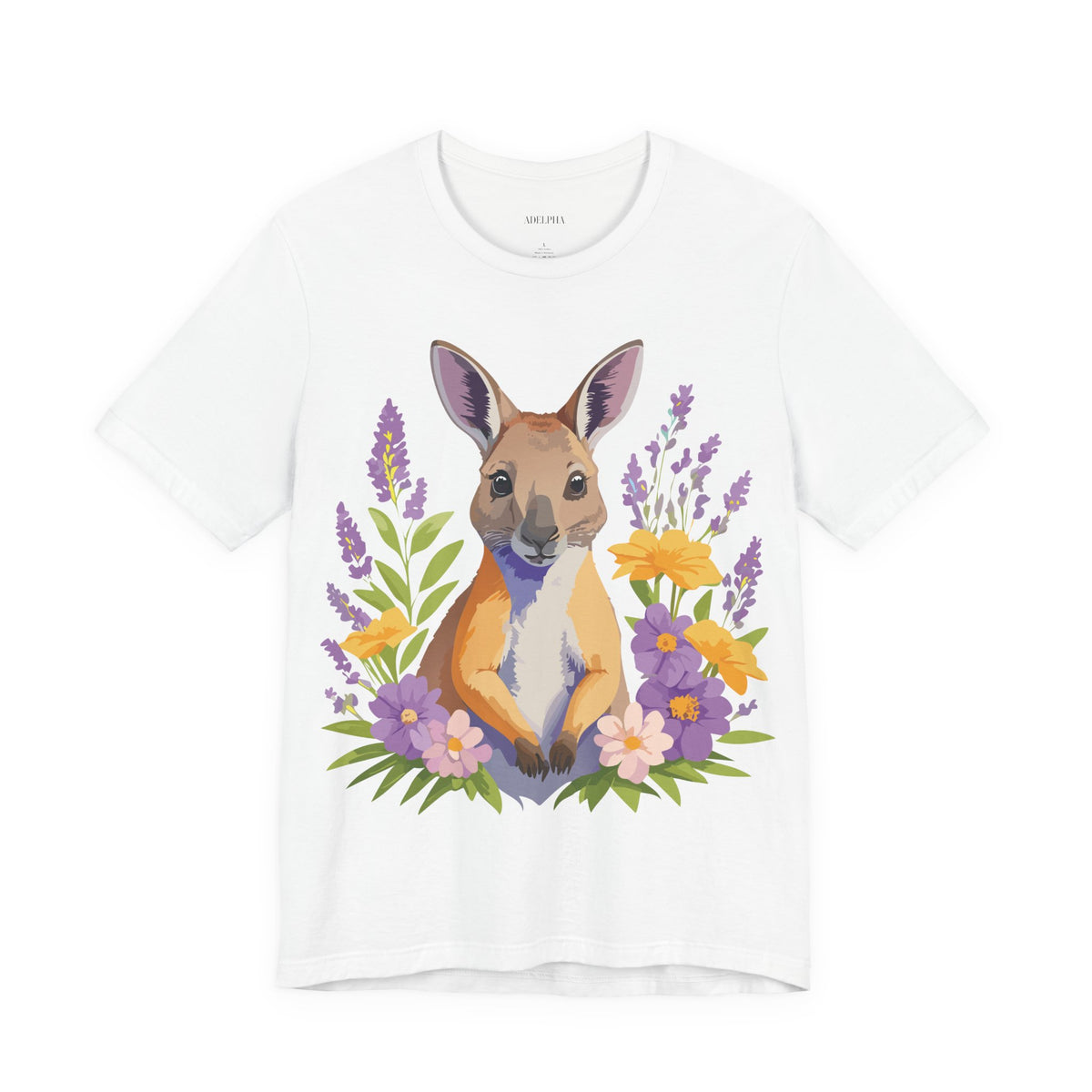 Kangaroo Graphic Unisex Cotton Bella+Canvas Tee with Art Animal Design e313