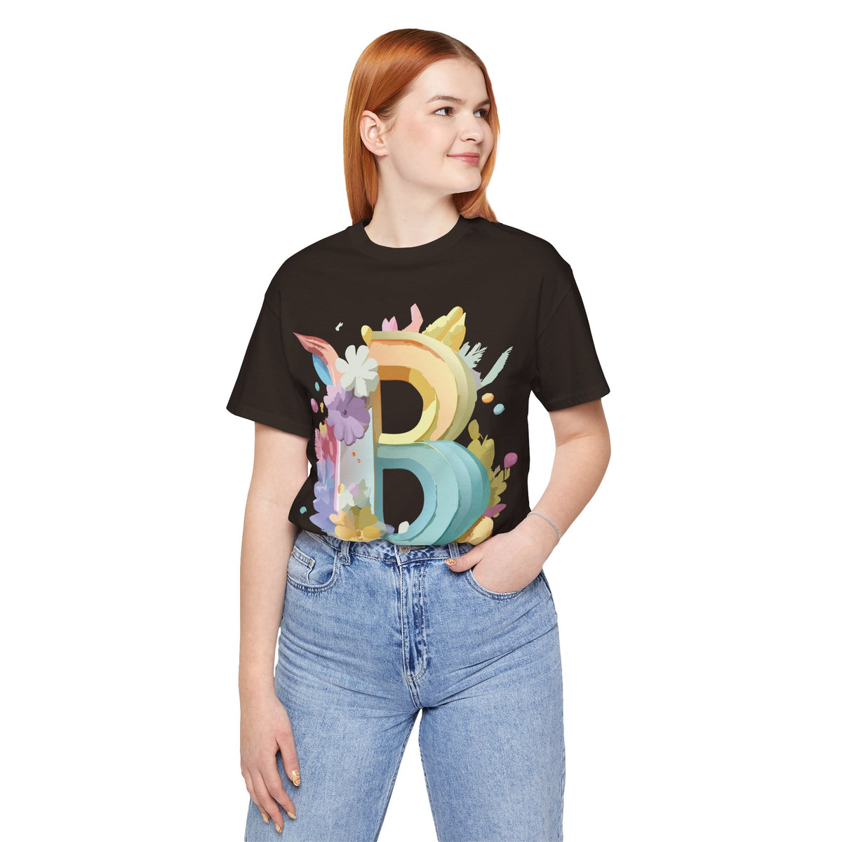 Letter B Graphic Unisex Cotton Bella+Canvas Tee with Art Letter Design