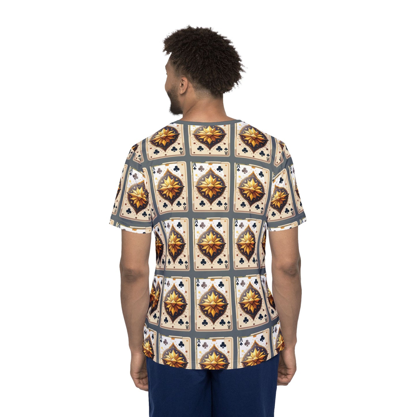 Ace Clubs Graphic T-Shirt, Art Design Poly Shirt, All Over Print Graphic Tee, Playing Cards T-Shirt, Playing Cards Tees