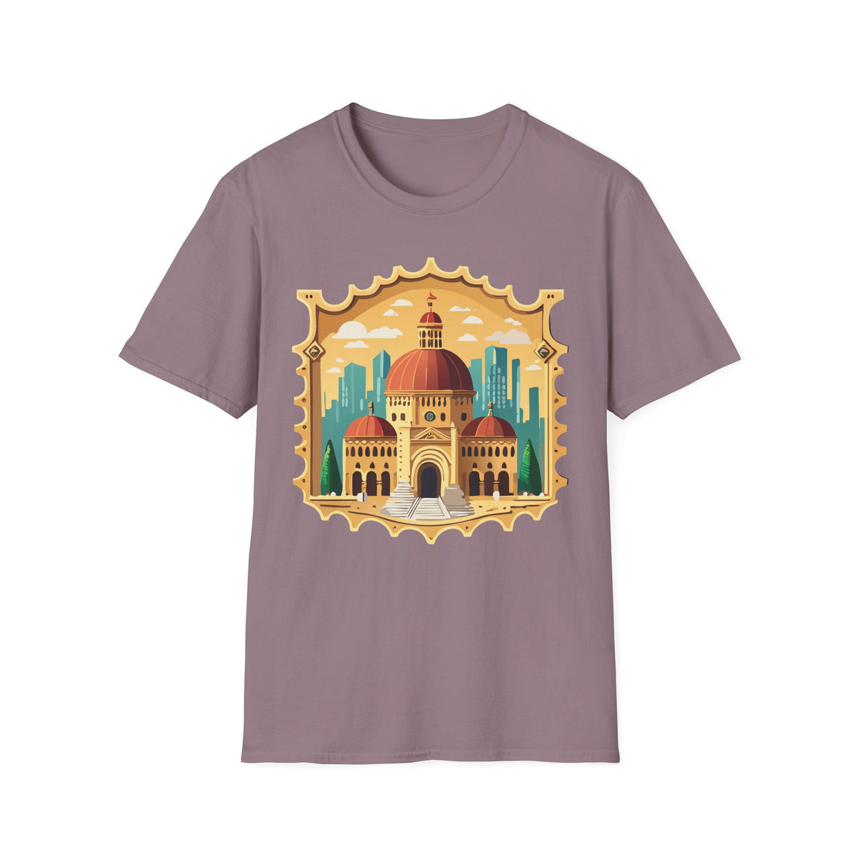 Moroccan Cityscape Tee | Dome & Minaret Illustration Graphic Tee Unisex 100 Cotton Gildan T-Shirt