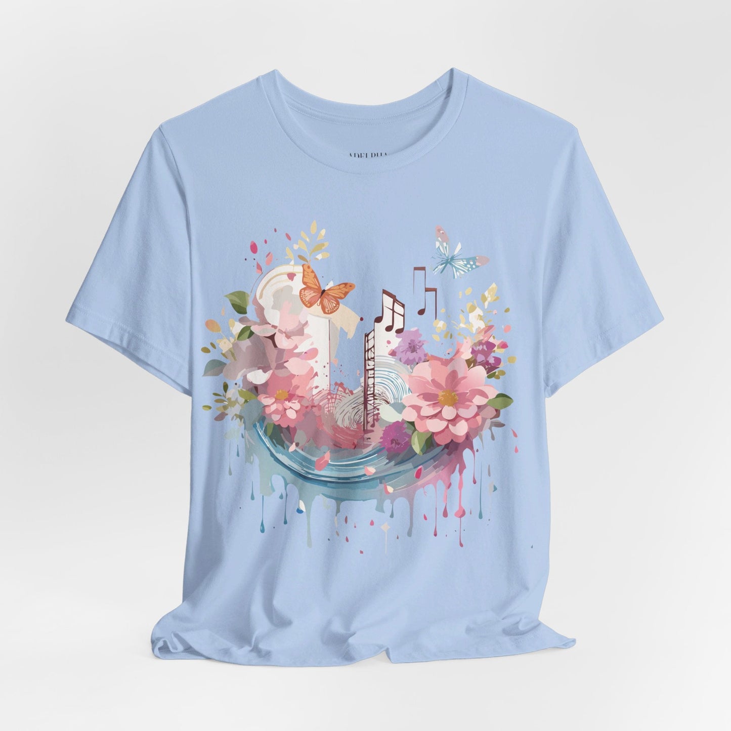 Music Graphic Unisex 100 Cotton Vintage Art with Musical Elements Tee 122