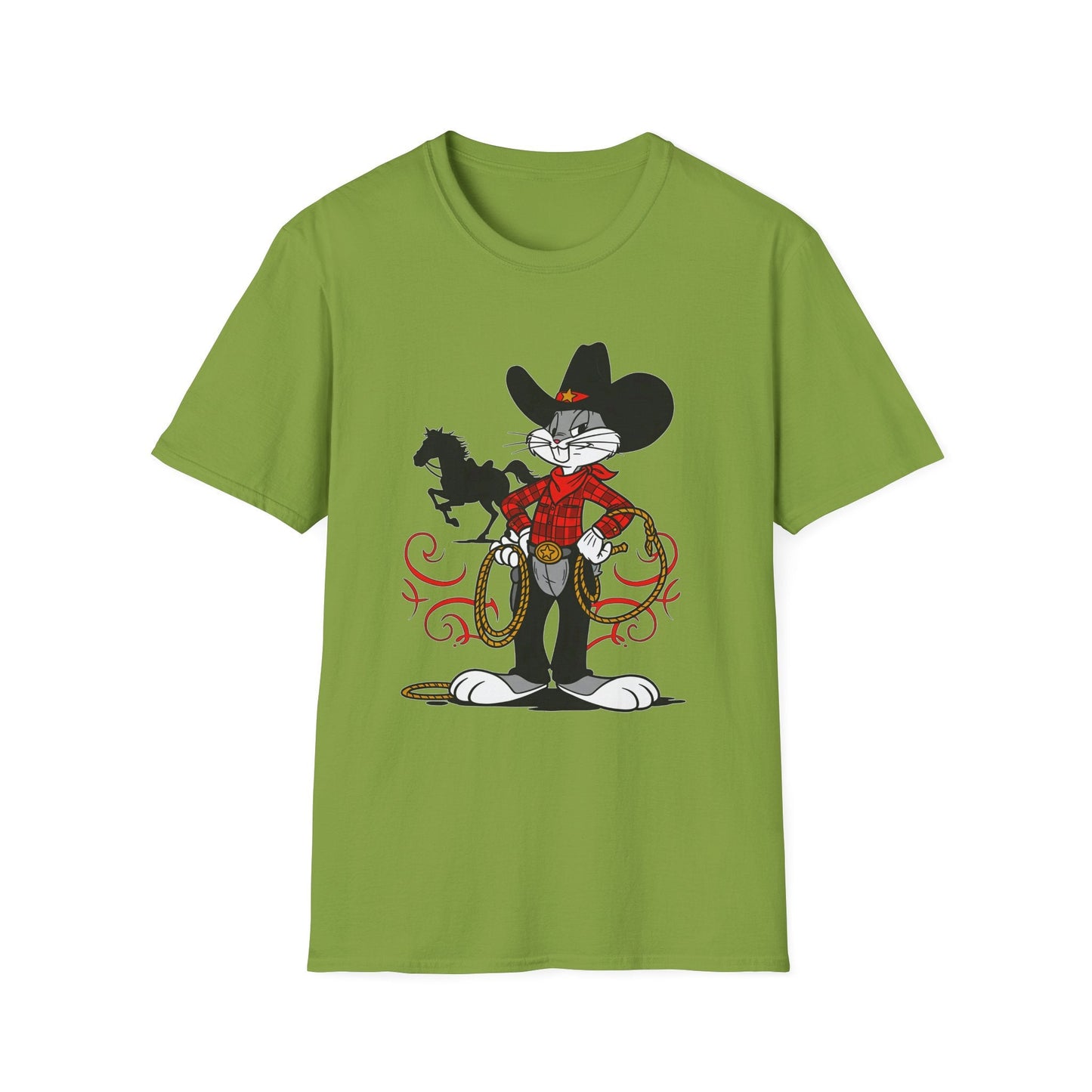 Bugs Bunny T Shirt Unisex Cartoon Tee Softstyle 64000 100 Percent Ring Spun Cotton
