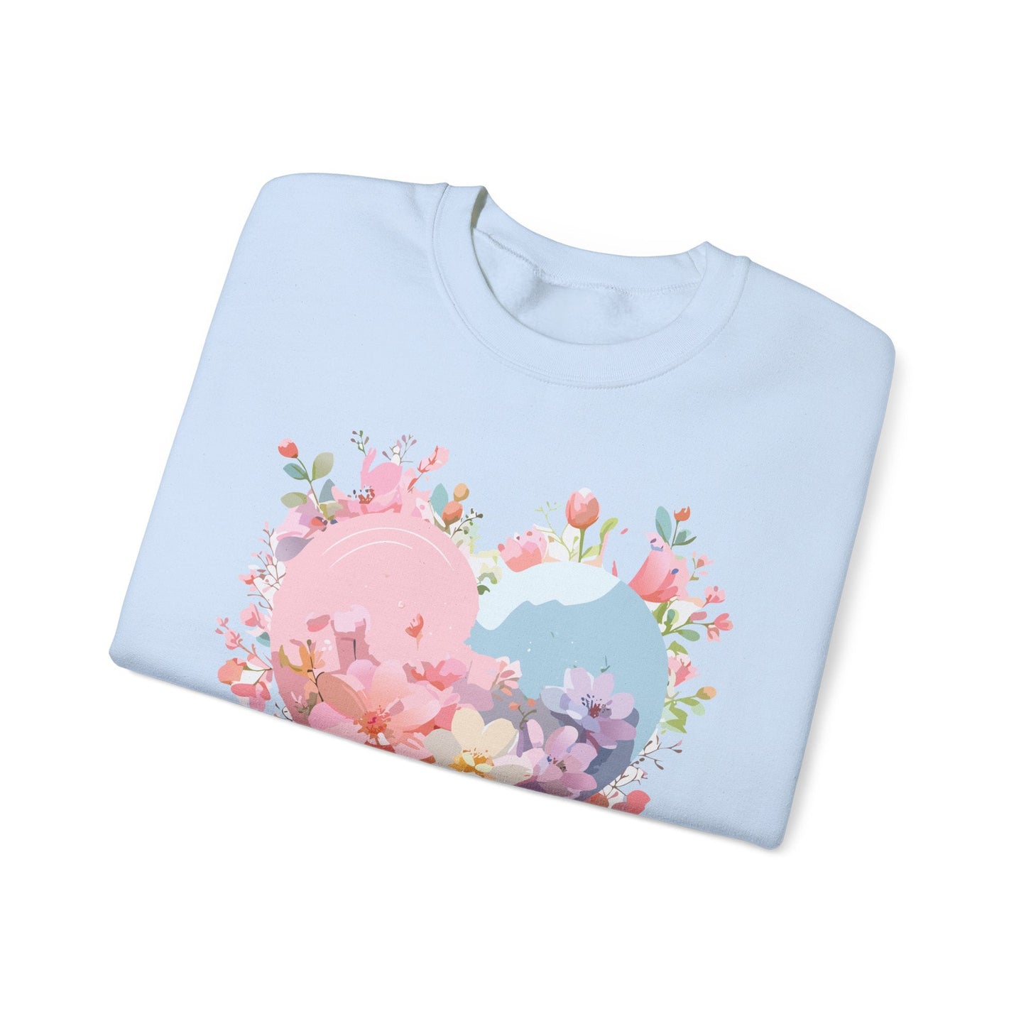 Floral Heart Sweatshirt Unisex Valentine Day Crewneck Gildan 18000 Heavy Blend Winter Wear
