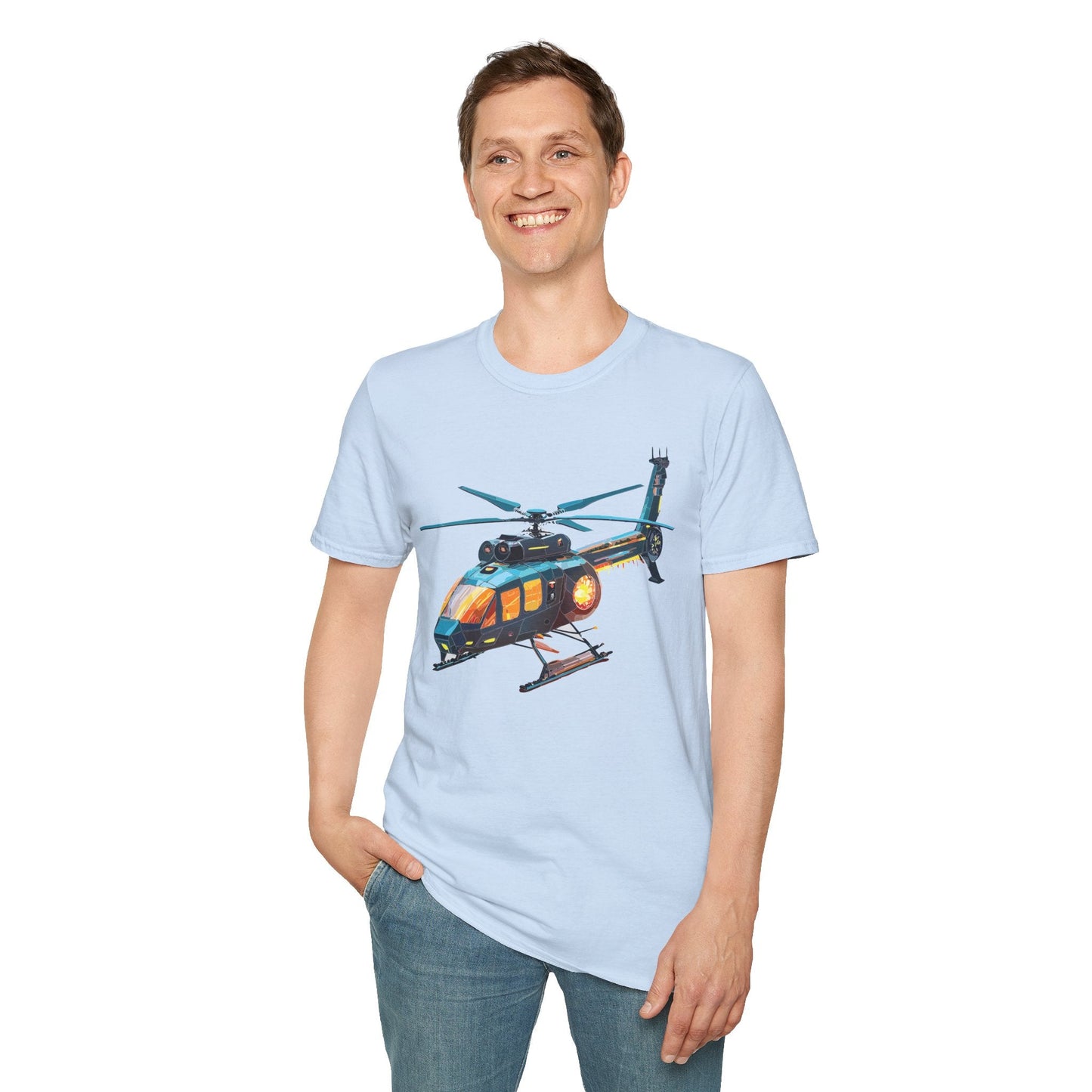 Chopper Helicopter Shirt Unisex Gildan Softstyle 64000 Cotton Tee Short Sleeve Graphic Tee