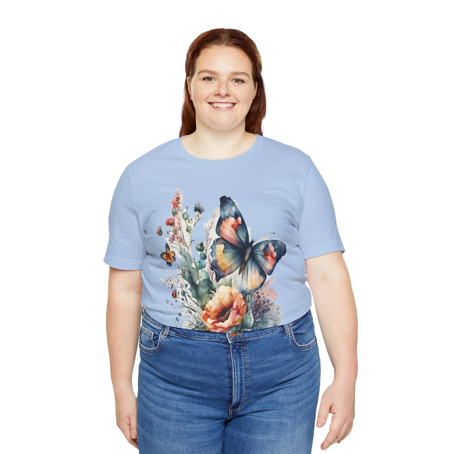 Cotton Tee Shirt with Butterfly Prints