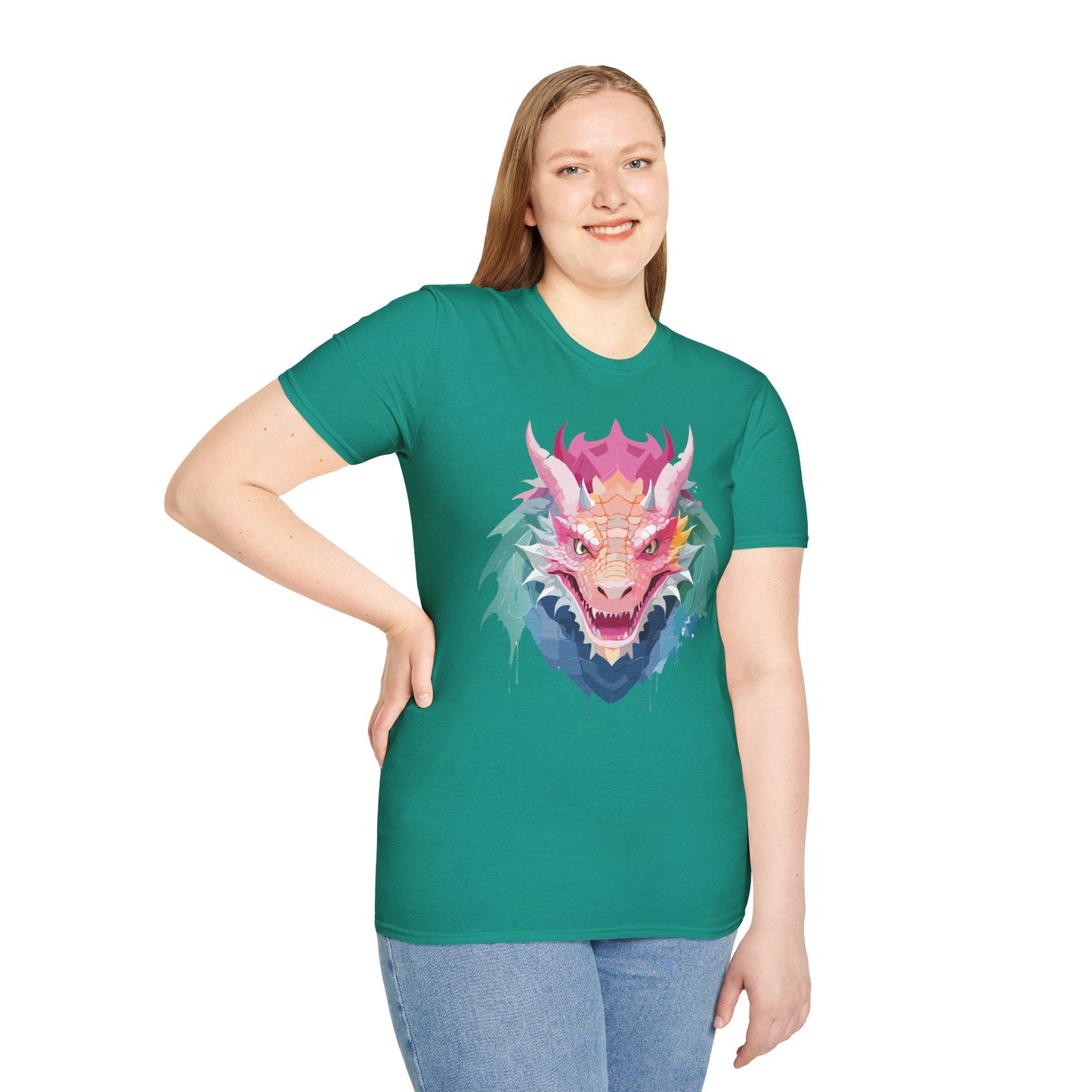 Dragon T Shirt Unisex Softstyle Cotton Tee With Animal Art Design Graphic Print Artwork