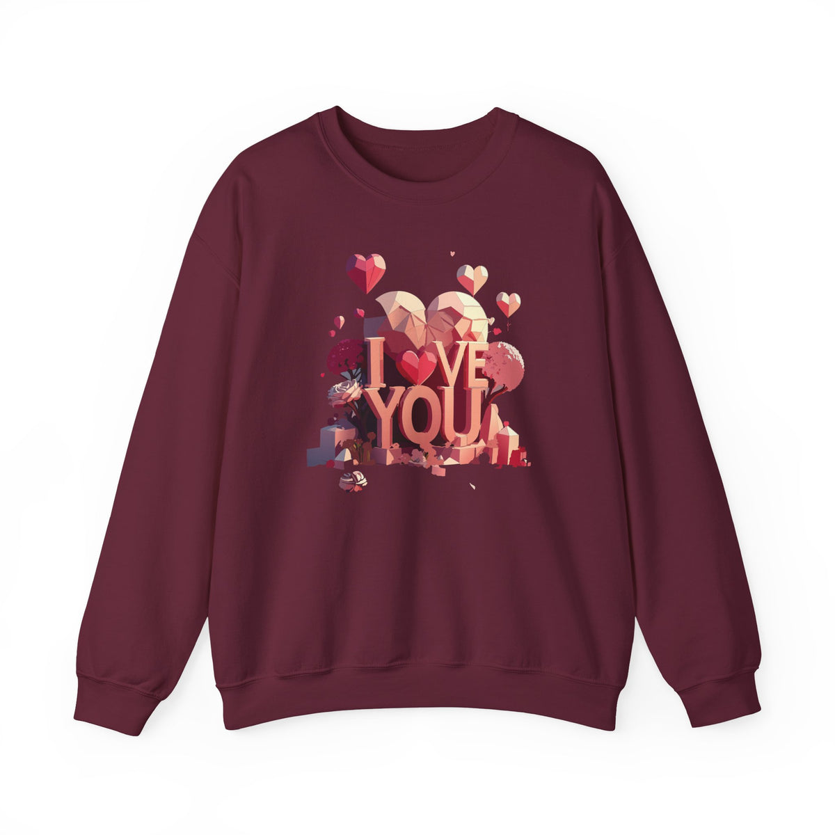 Unisex Big Heart Love Sweatshirt, Love Heart Sweatshirt, Floral Love Sweatshirt, 50/50 Cotton-Poly Valentine's Day Sweatshirt 10