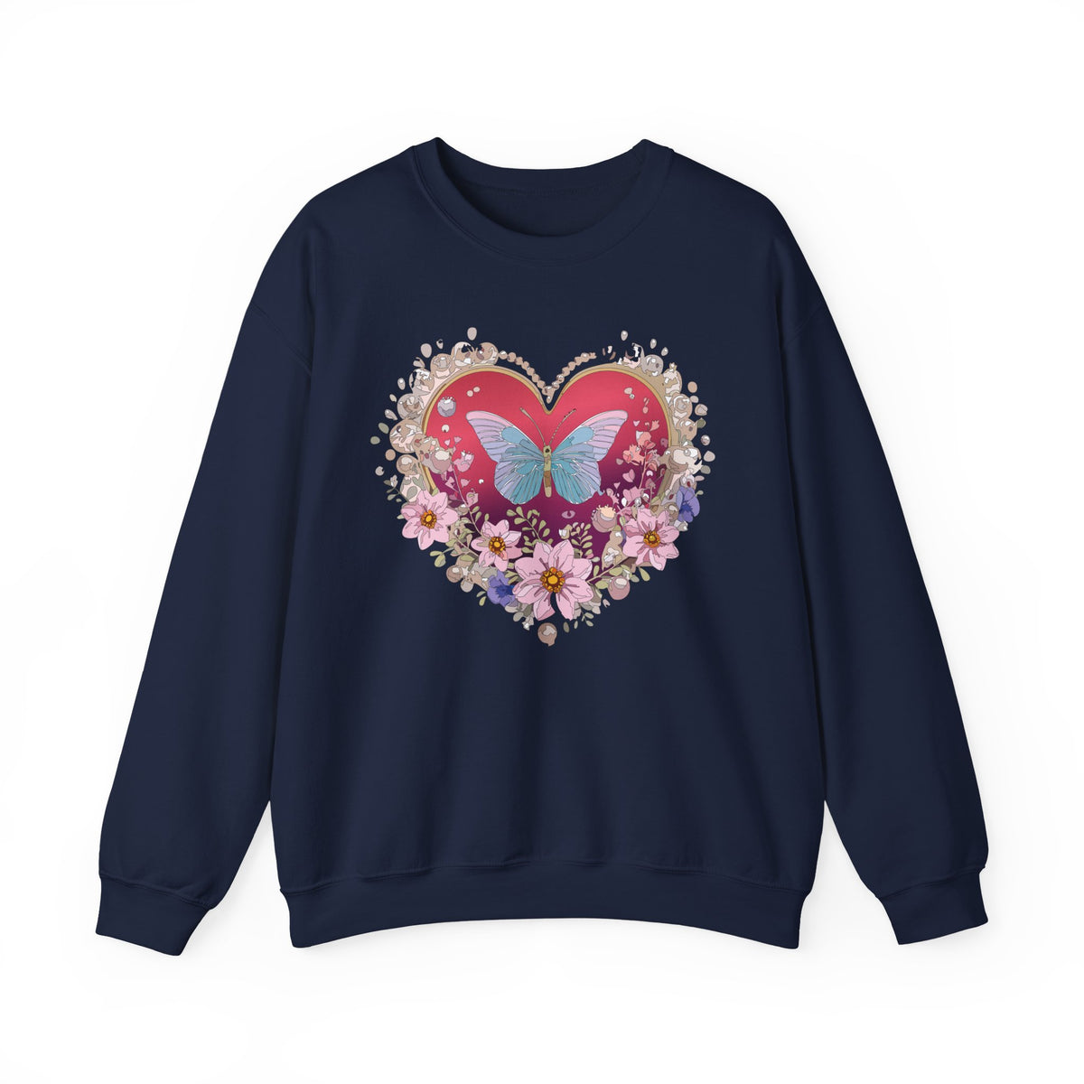 Floral Heart Love Graphic Valentine's Day Sweatshirt Unisex 50/50 Cotton-Poly Sweatshirt w42
