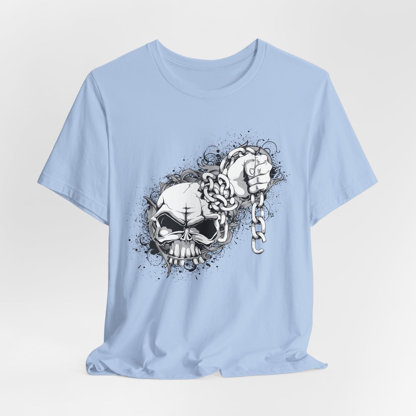 Chain Skull Graphic Design Tee, Skull Shirt, Vintage Tees, Art Design T-Shirt, Vintage Graphic Tee, Art Shirts with Skulls