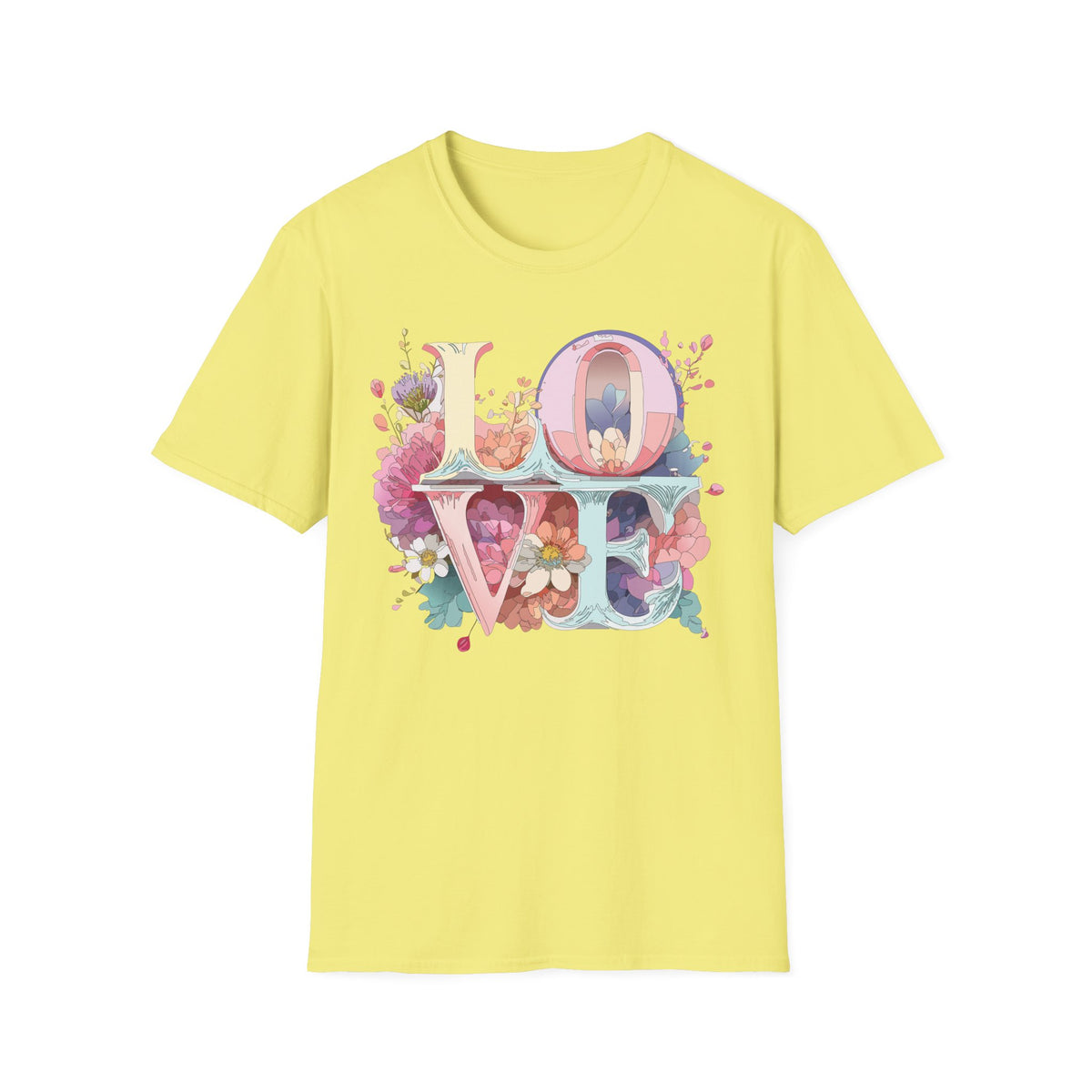 LOVE floral letter tee, T-Shirt | pastel bloom typography