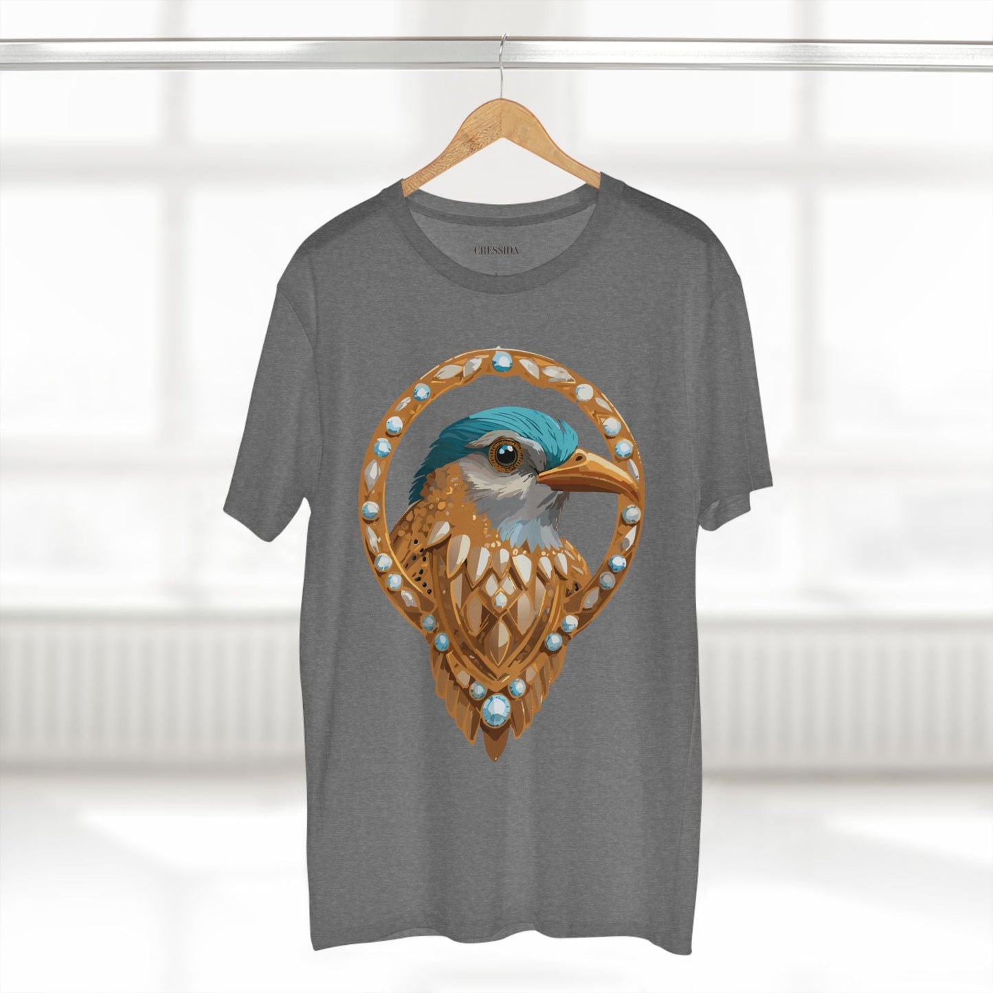 Bird Graphic Unisex 100 Cotton Tee With Unique Animal Golden Medallion Art Design 24