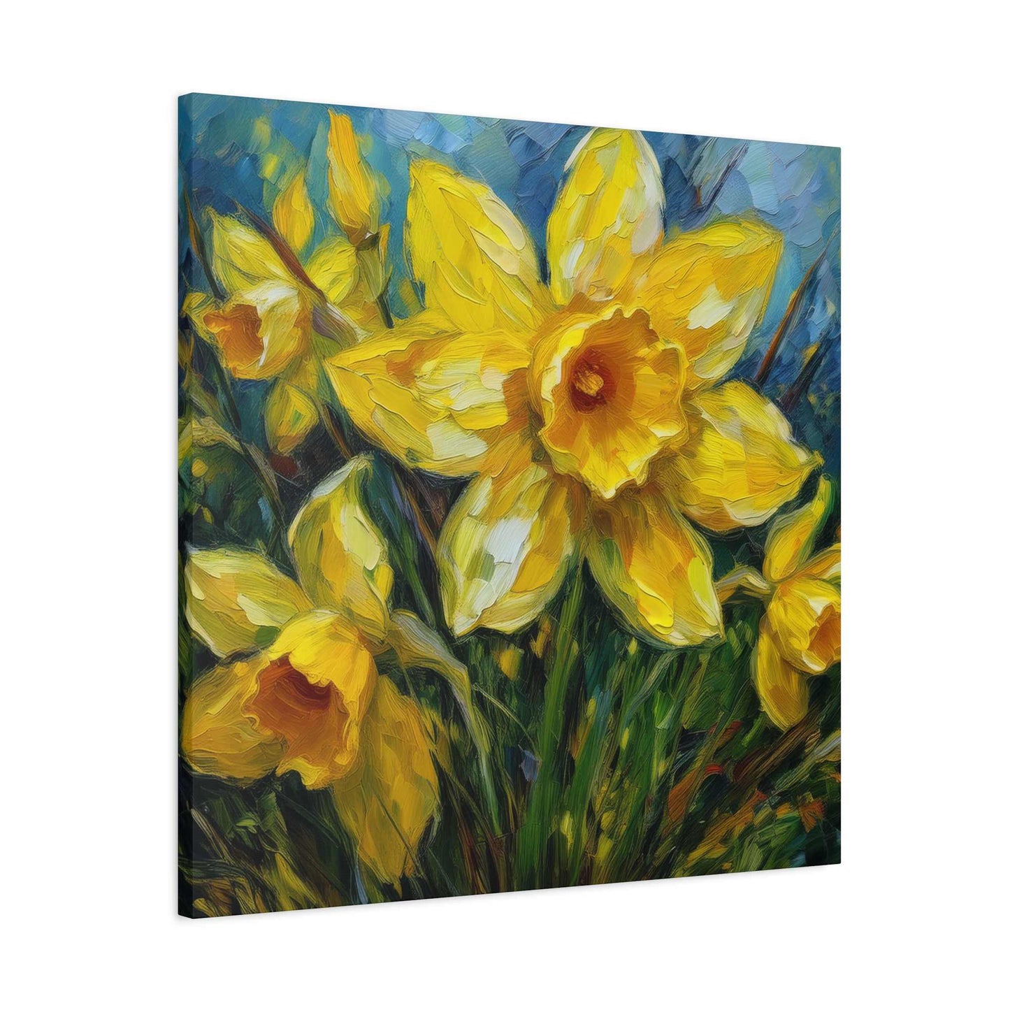 Narcissus Print Canvas, Floral Oil Paint Print 20x20, 24x24, 30x30, 32x32, 36x36 Art Design Pine-Wood Inner Frame MC-178