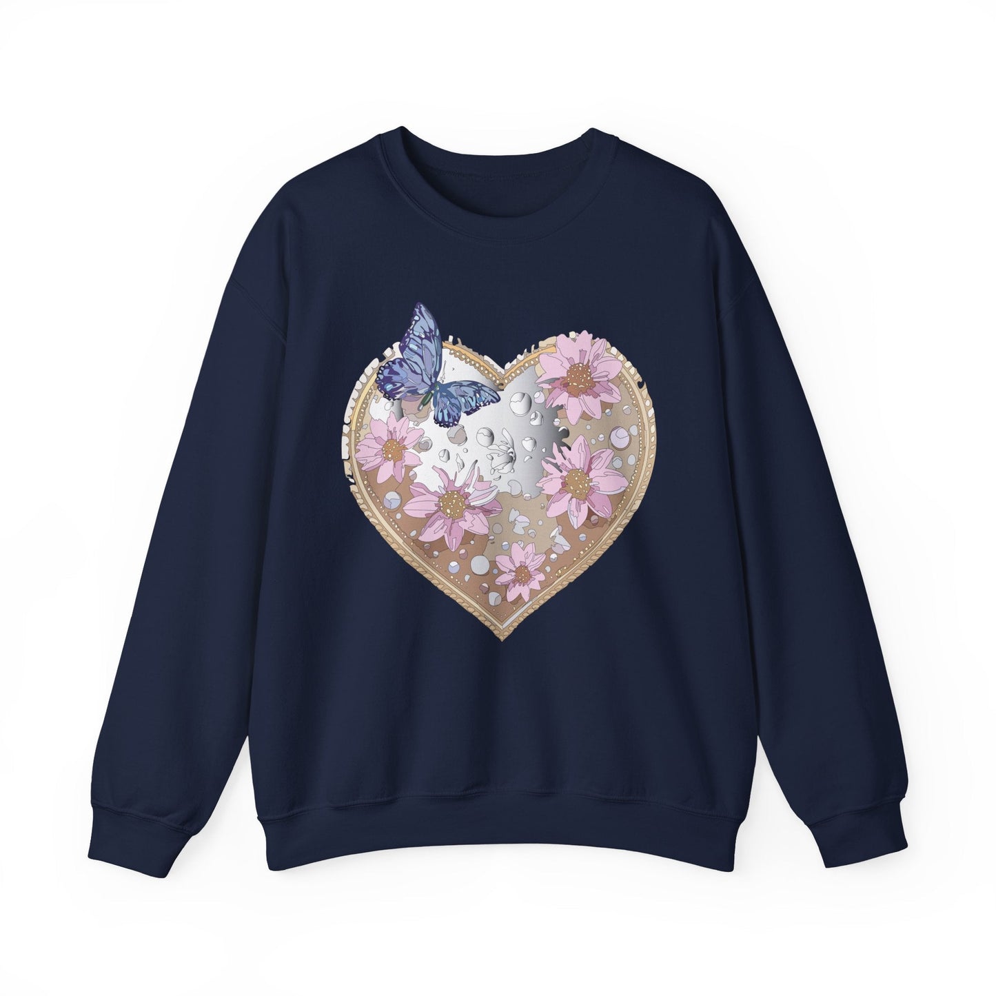 Floral Heart Love Sweatshirt For Valentines Day Unisex Heavy Blend Crewneck Sweatshirt