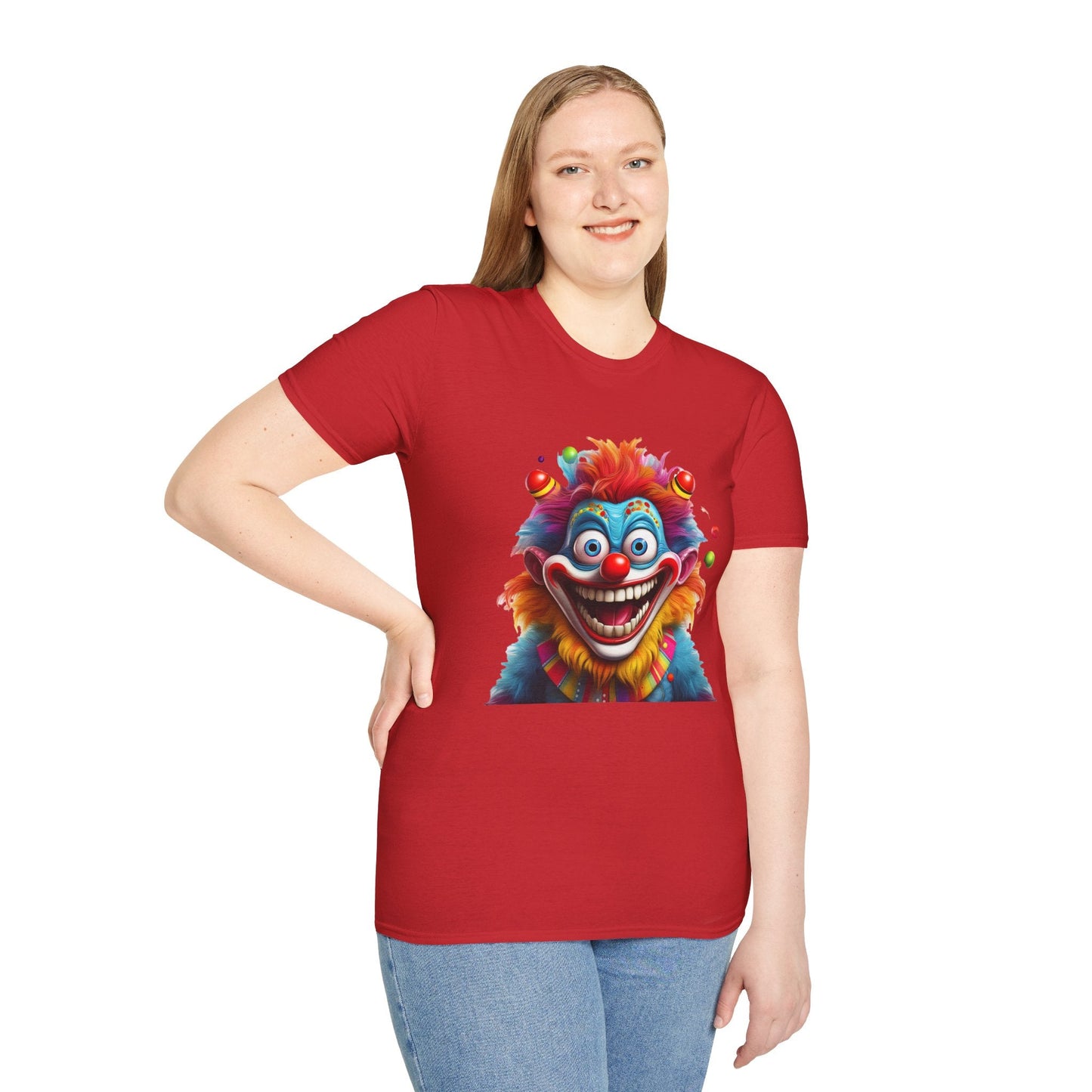 Clown Themed Unisex T Shirt Funny Man Circus Scary Man Tee Gildan Softstyle 64000 Cotton