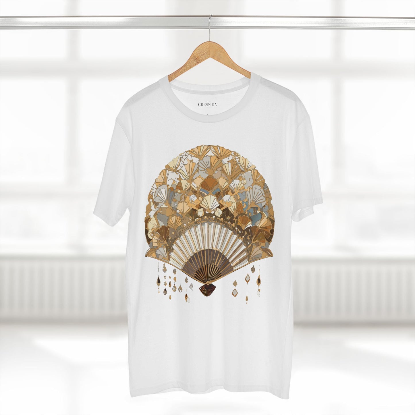 Antique Fan Graphic Design T-Shirt Unisex 100 Cotton Floral Carnival Artwork Tee 10