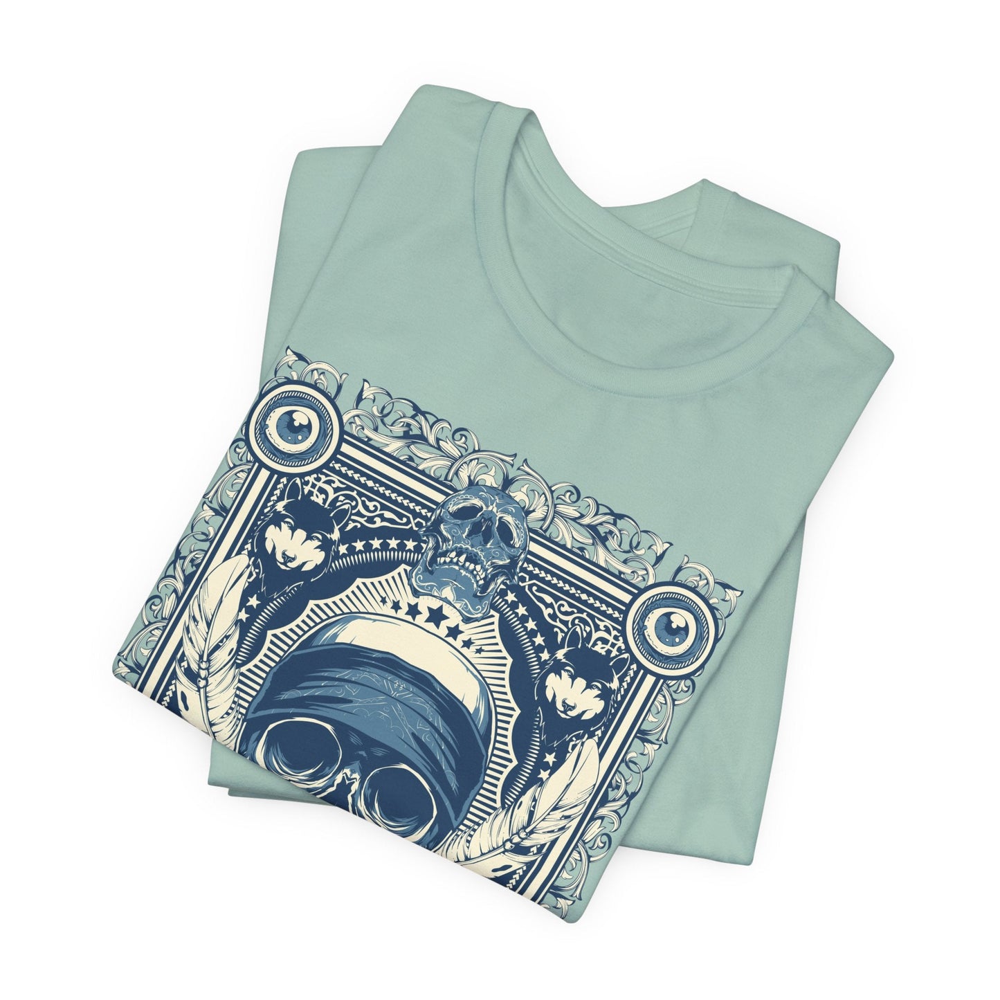 Skull Crown Graphic Tee Vintage Ornate Skull Illustration Rock Band T-Shirt