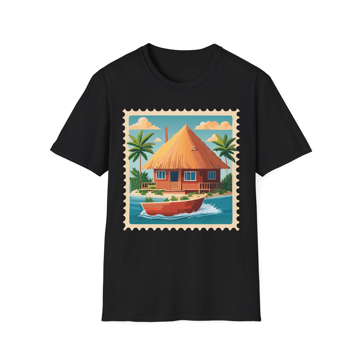 Tropical Tiki Hut T-Shirt | Beach House Palm Tree Illustration