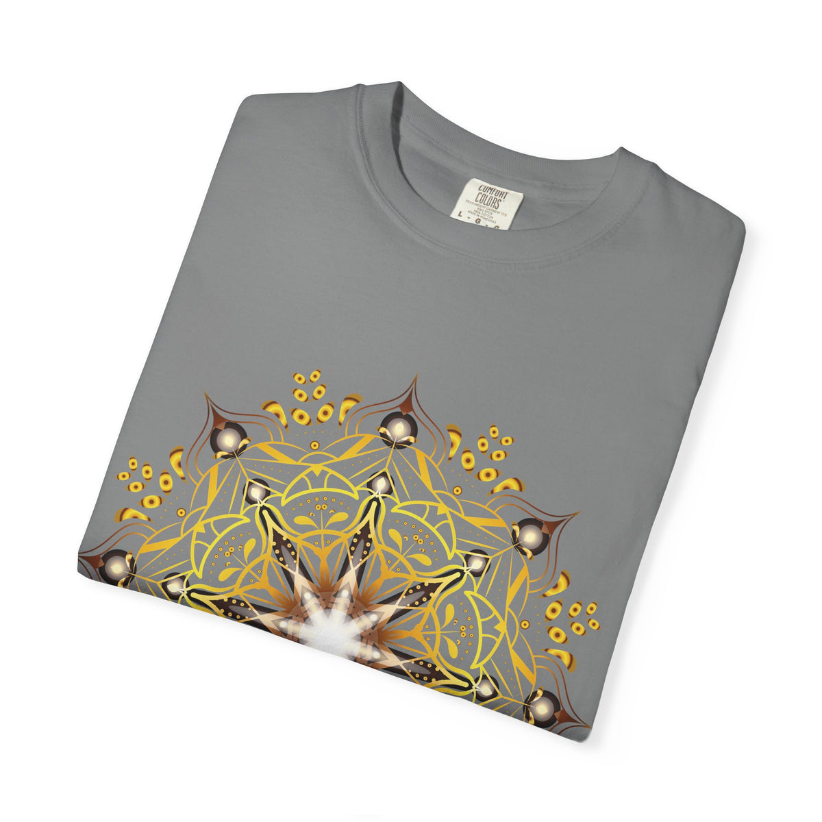 Unisex Garment Dyed Cotton T-Shirt with Mandala Graphic Design