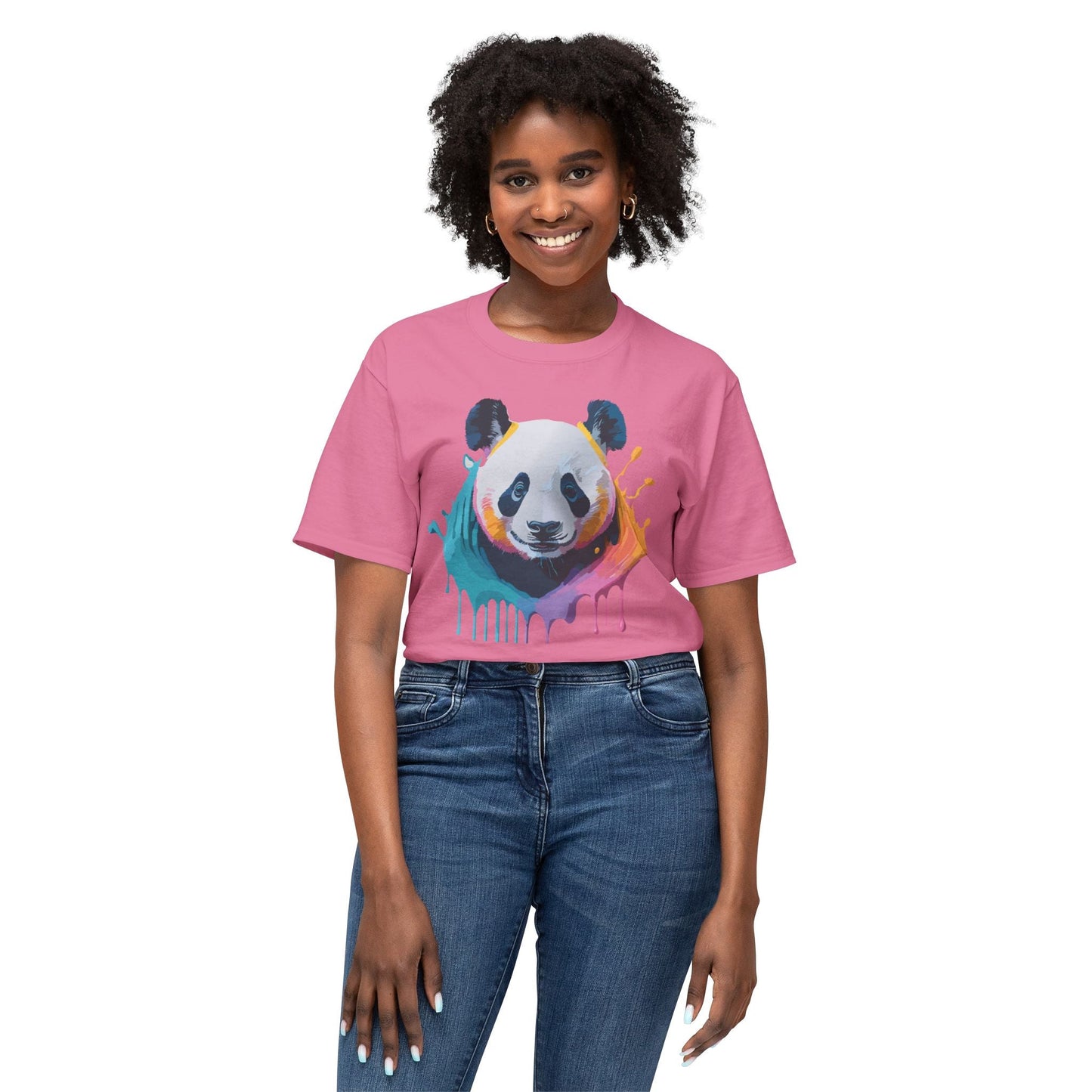 Unisex HD Cotton Panda T Shirt With Full Color Panda Art Print Made In USA Premium Fit For All Sizes