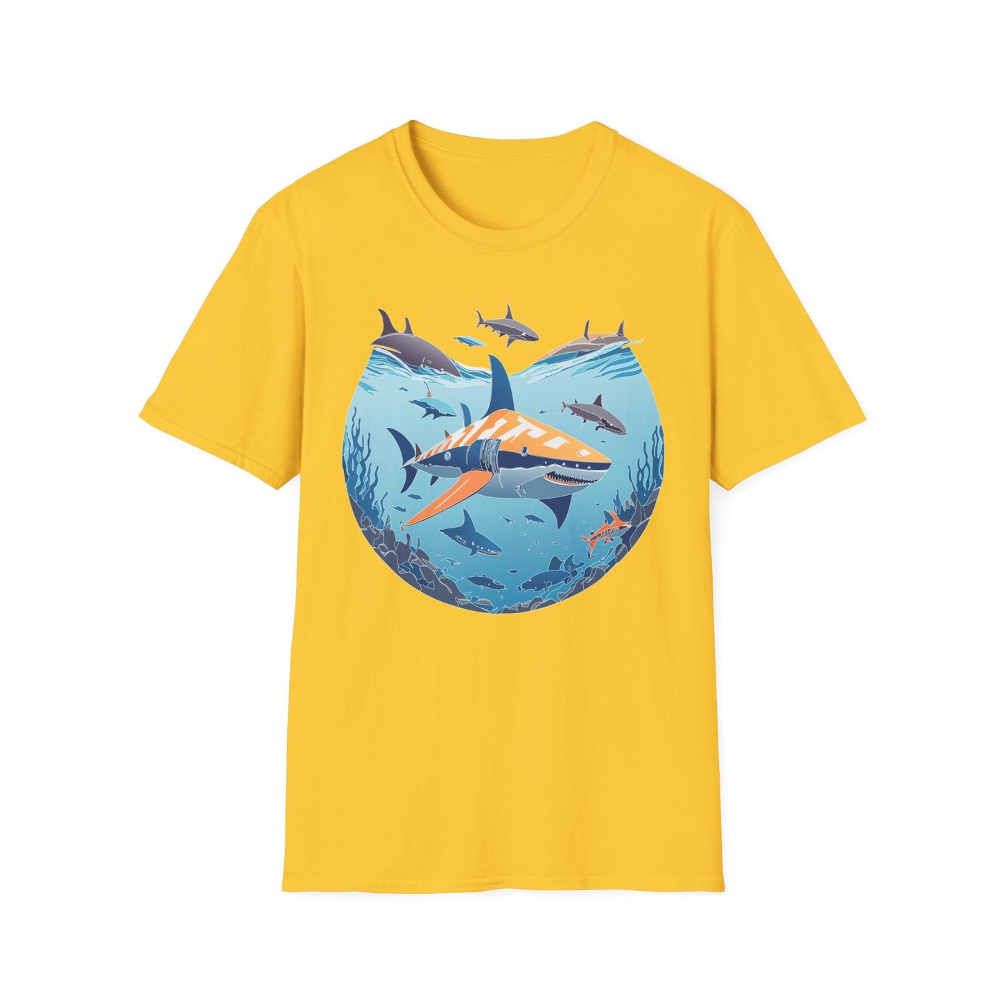 Ocean Tee Shirt Unisex Softstyle Gildan 64000 100 Percent Ring Spun Cotton Breathable U Boat Design