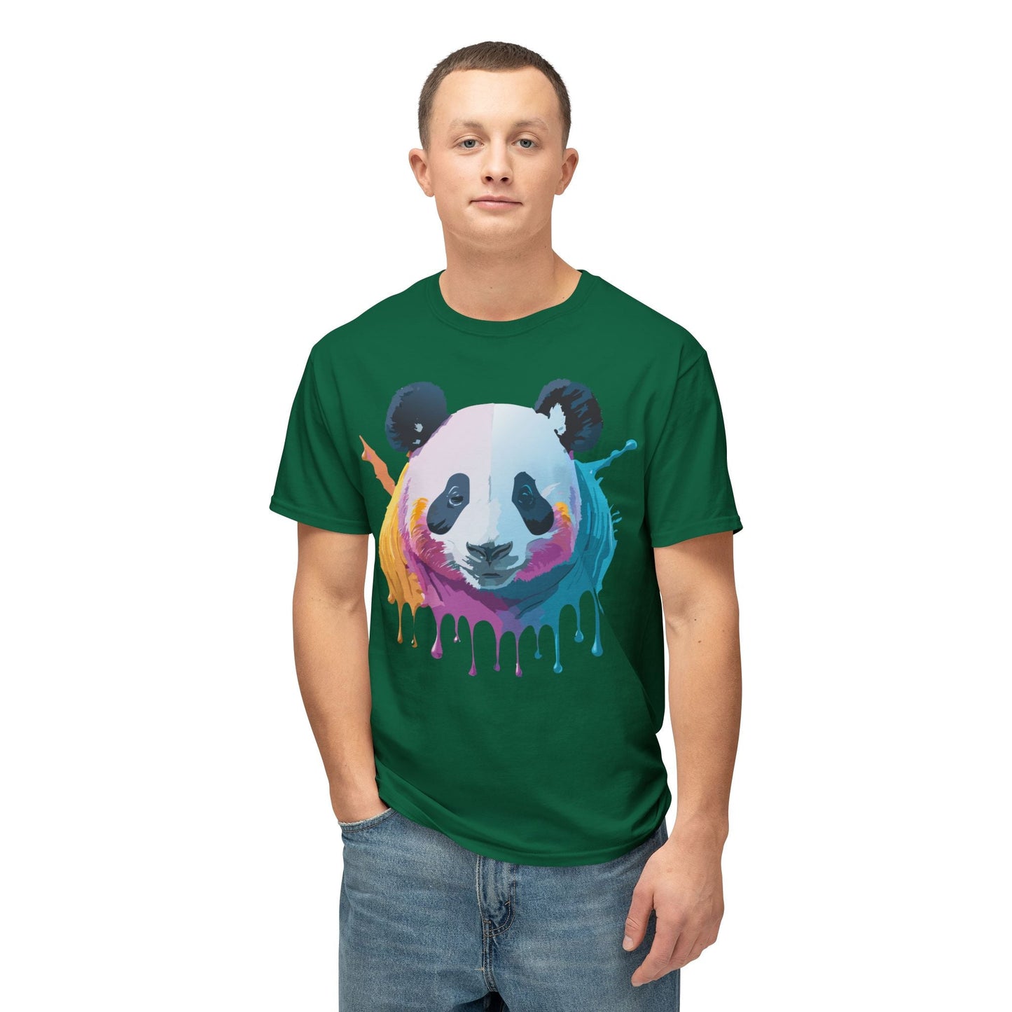 Unisex Panda Art Tee With Floral Print Premium Vintage Style HD Cotton Shirt Comfortable