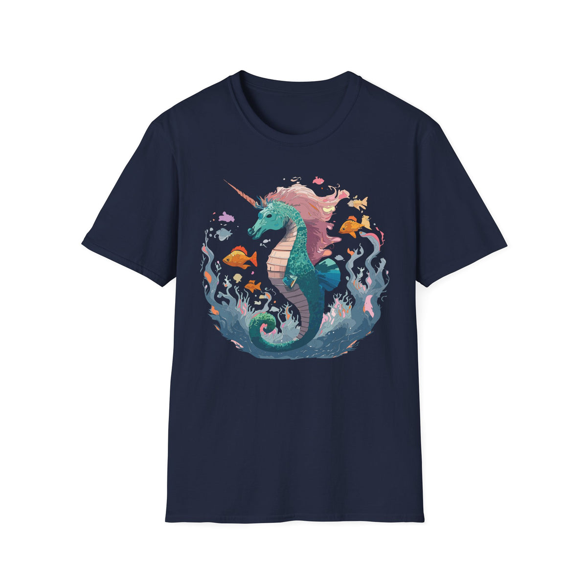 Sea Unicorn Seahorse Illustration T-Shirt | Mermaid Ocean Fantasy