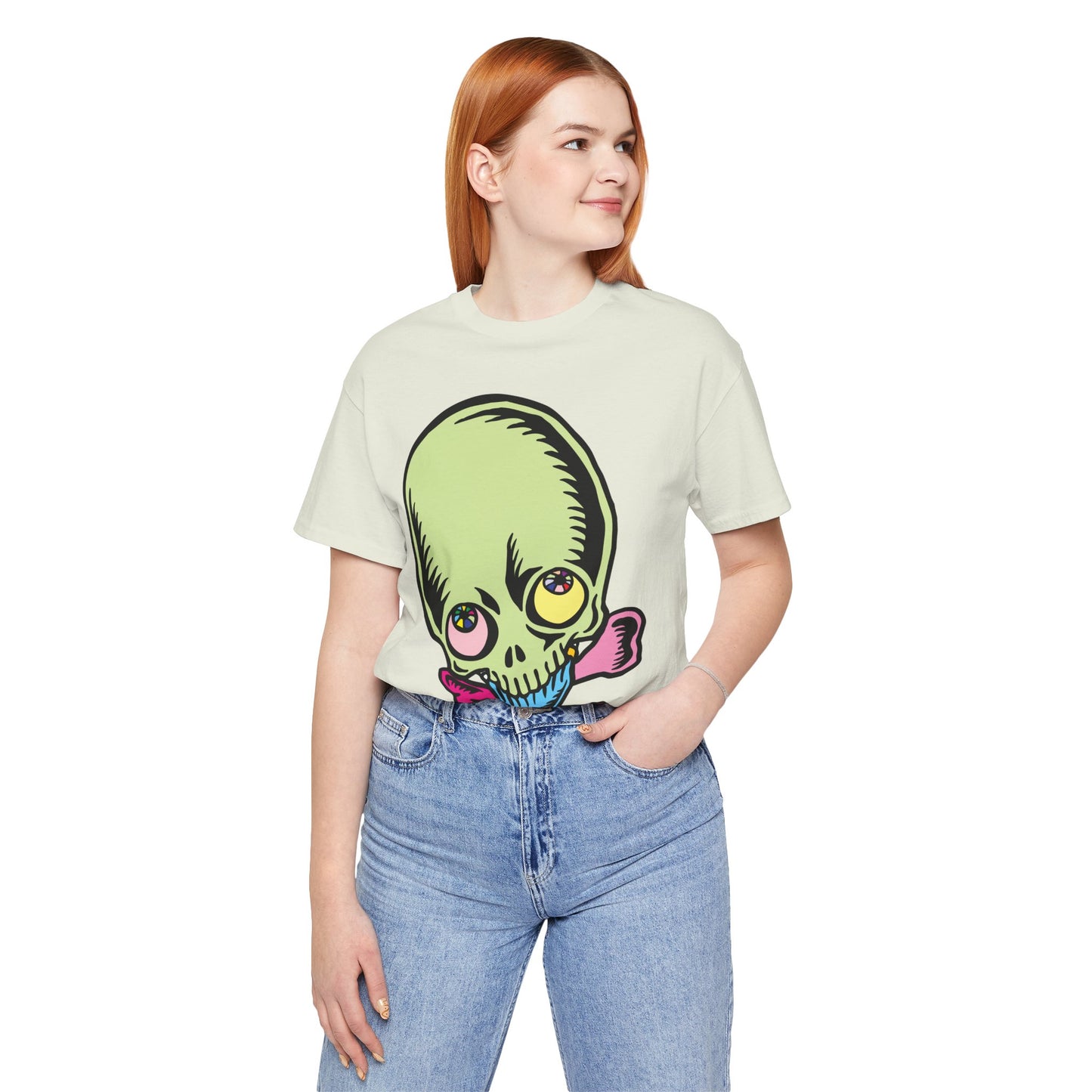 Lt Green Skull Graphic Design Tee, Skull Shirt, Vintage Tees, Art Design T-Shirt, Vintage Graphic Tee, Art Shirts with Skulls